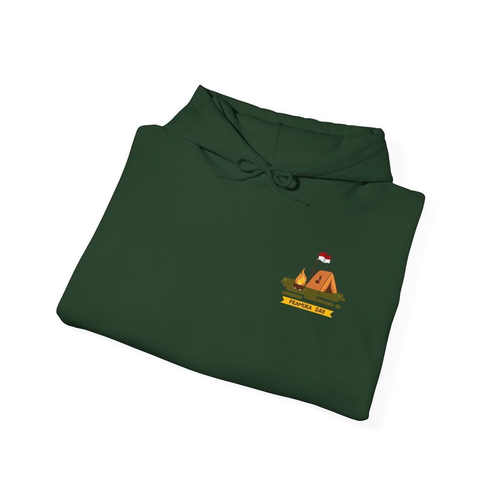 Camping Gear Hoodie  Tent, Boots, Lantern, Campfire Illustration