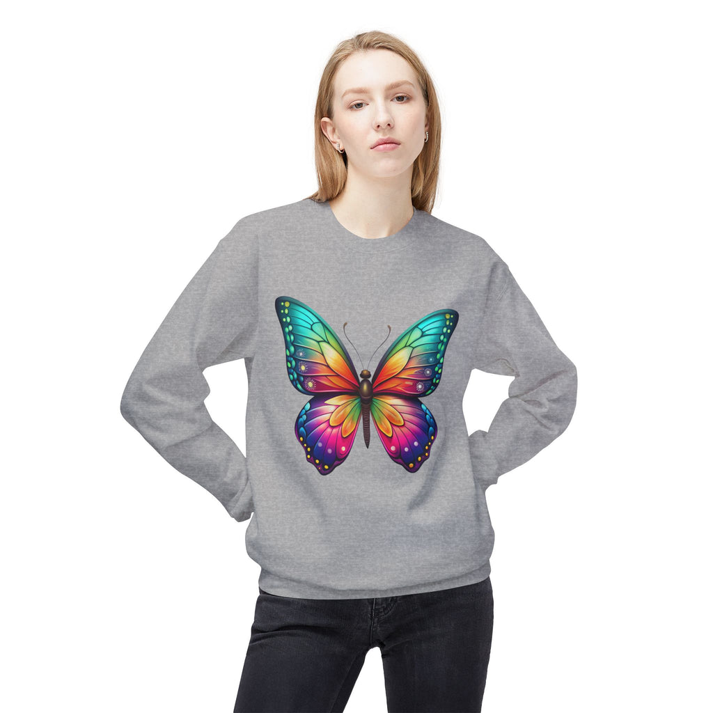 Rainbow Butterfly Sweatshirt Colorful Monarch Wing Graphic