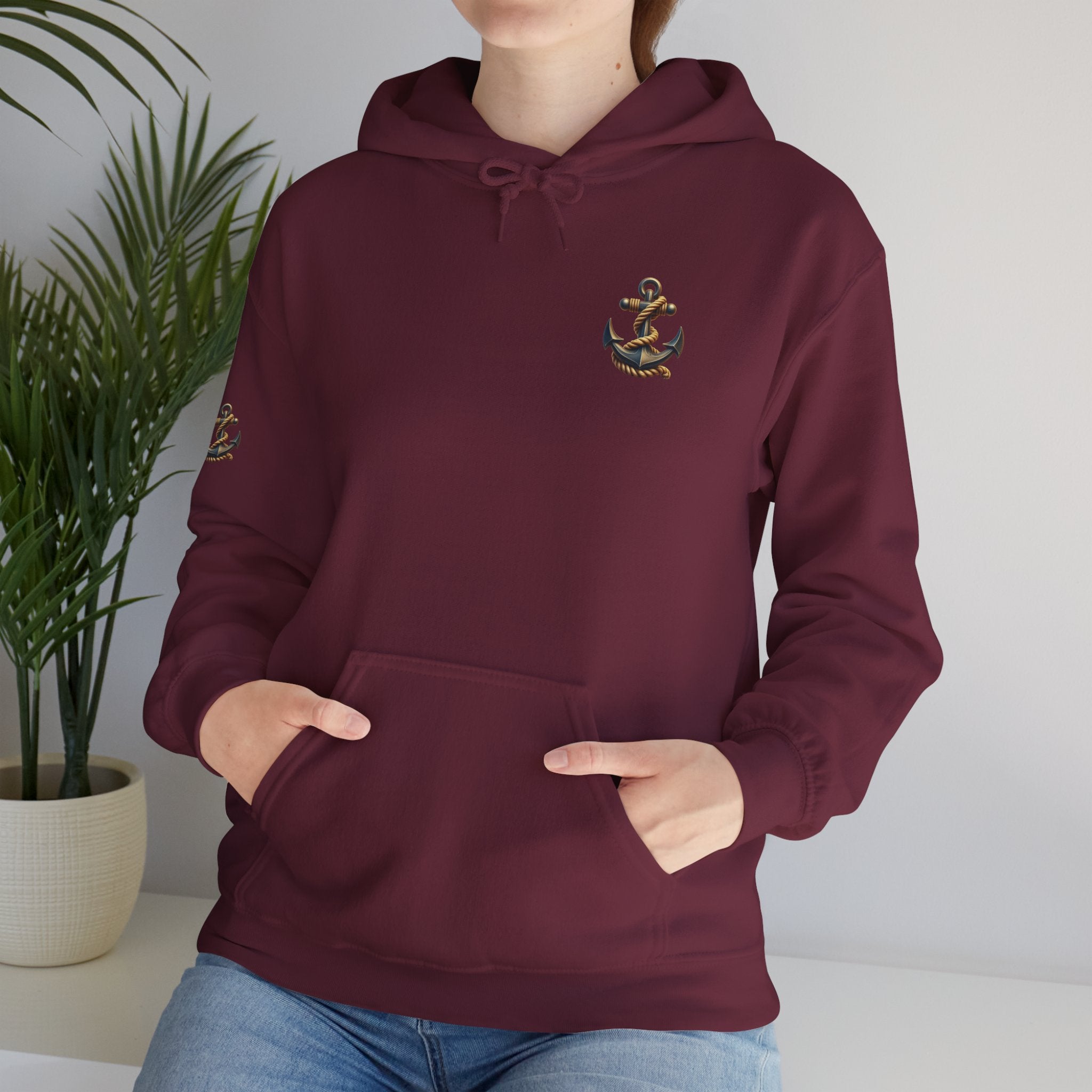 Pirate Skull Anchor Hoodie  Nautical Skull & Crossbones Pullover