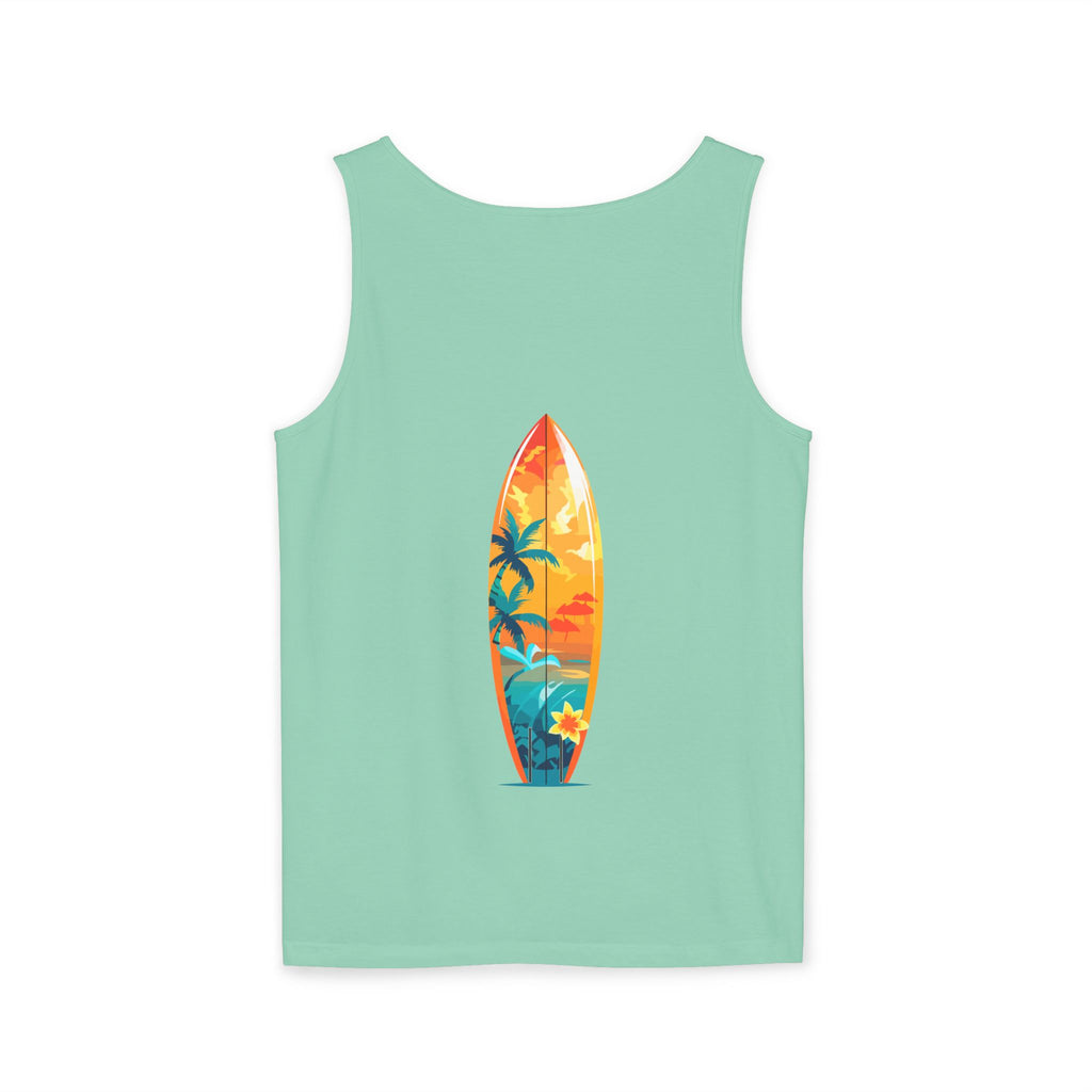 California Paradise Palm Tank Top Retro Beach Sunset Graphic