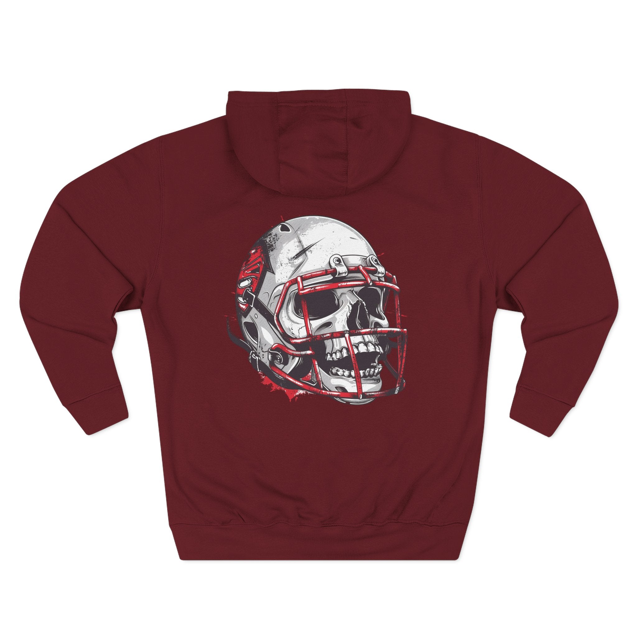 Football Helmet Skull Hoodie  Graphic Fleece Pullover for Fans