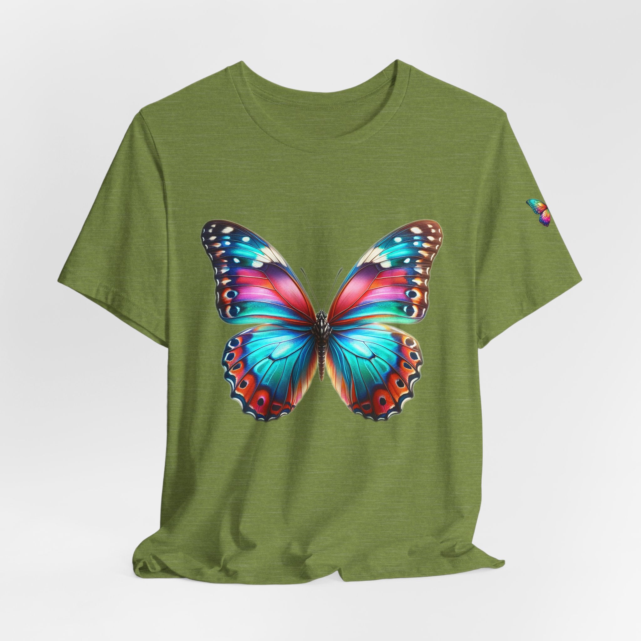 Vibrant Rainbow Butterfly Tee Colorful Monarch Wing Graphic