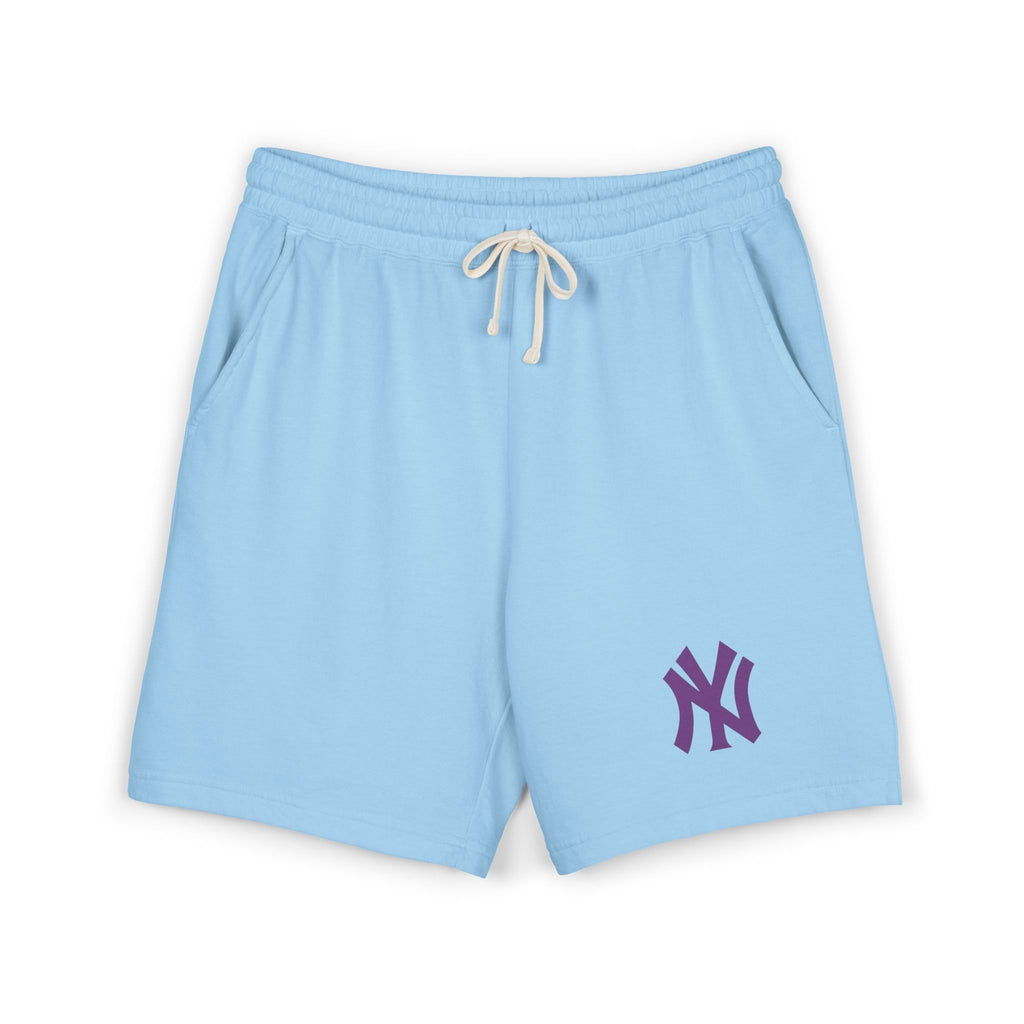 Fleece Sweat Shorts  Cream Lightweight Lounge Shorts with Purple NY Logo