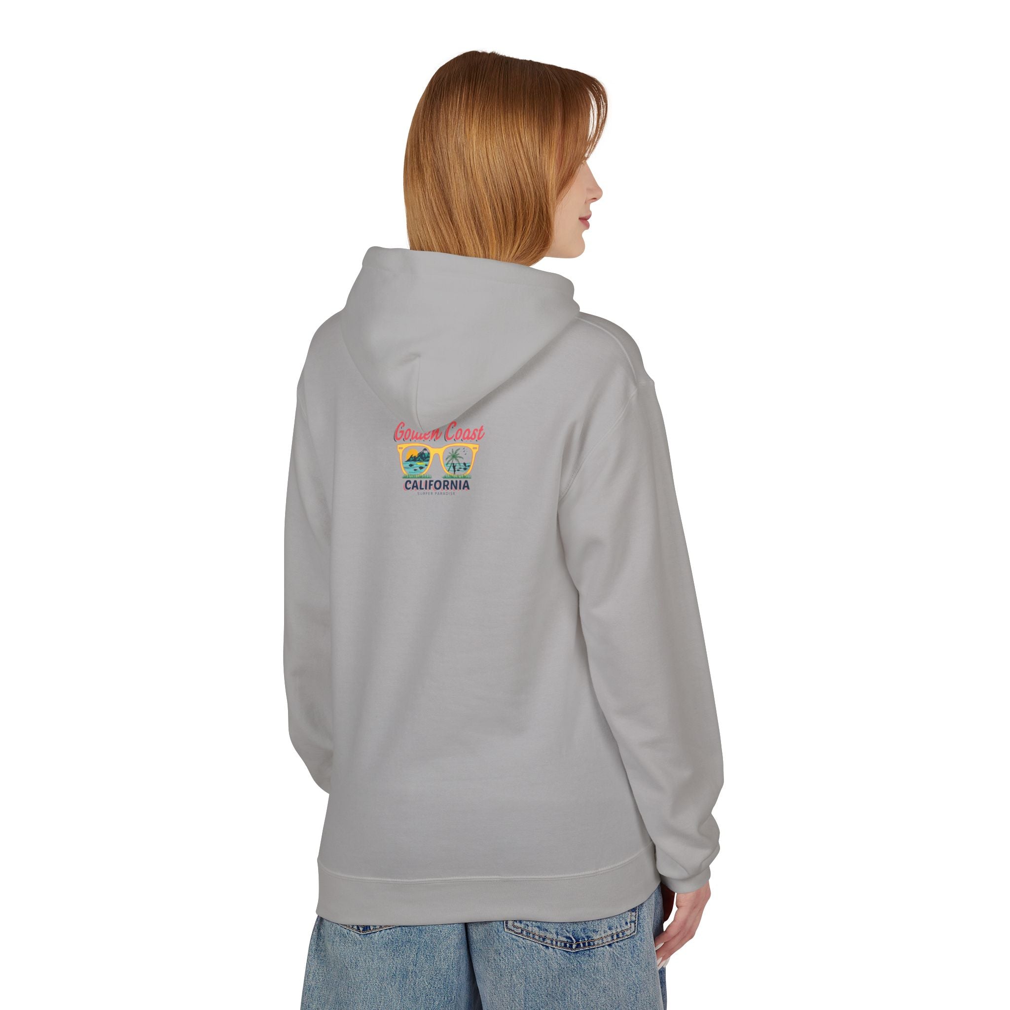 Surf Vibes Hoodie Coastal Palms & Sunset Graphic