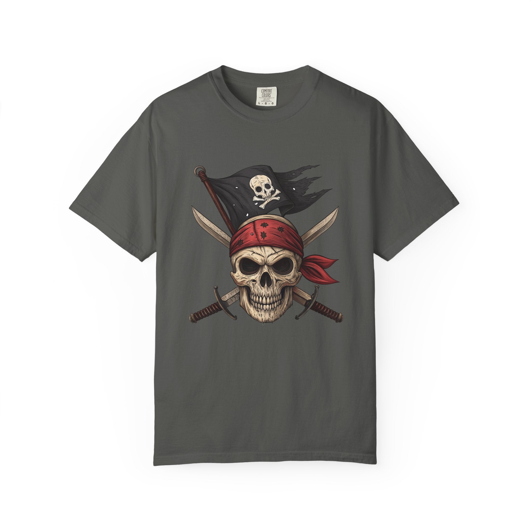 Pirate Skull T-Shirt Jolly Roger Bandana Graphic Tee