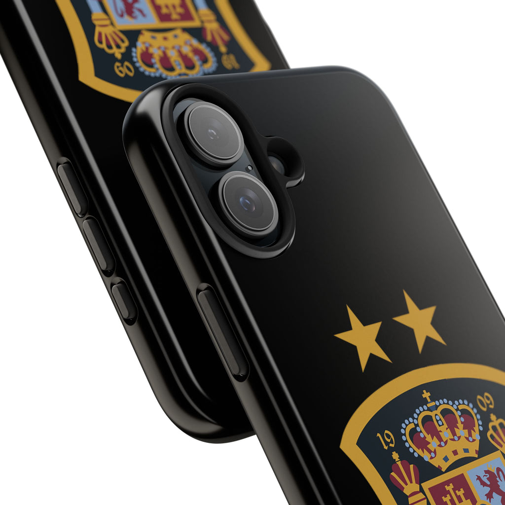Spain Soccer Crest Tough Phone Case  Black Protective iPhone Case with Two Stars