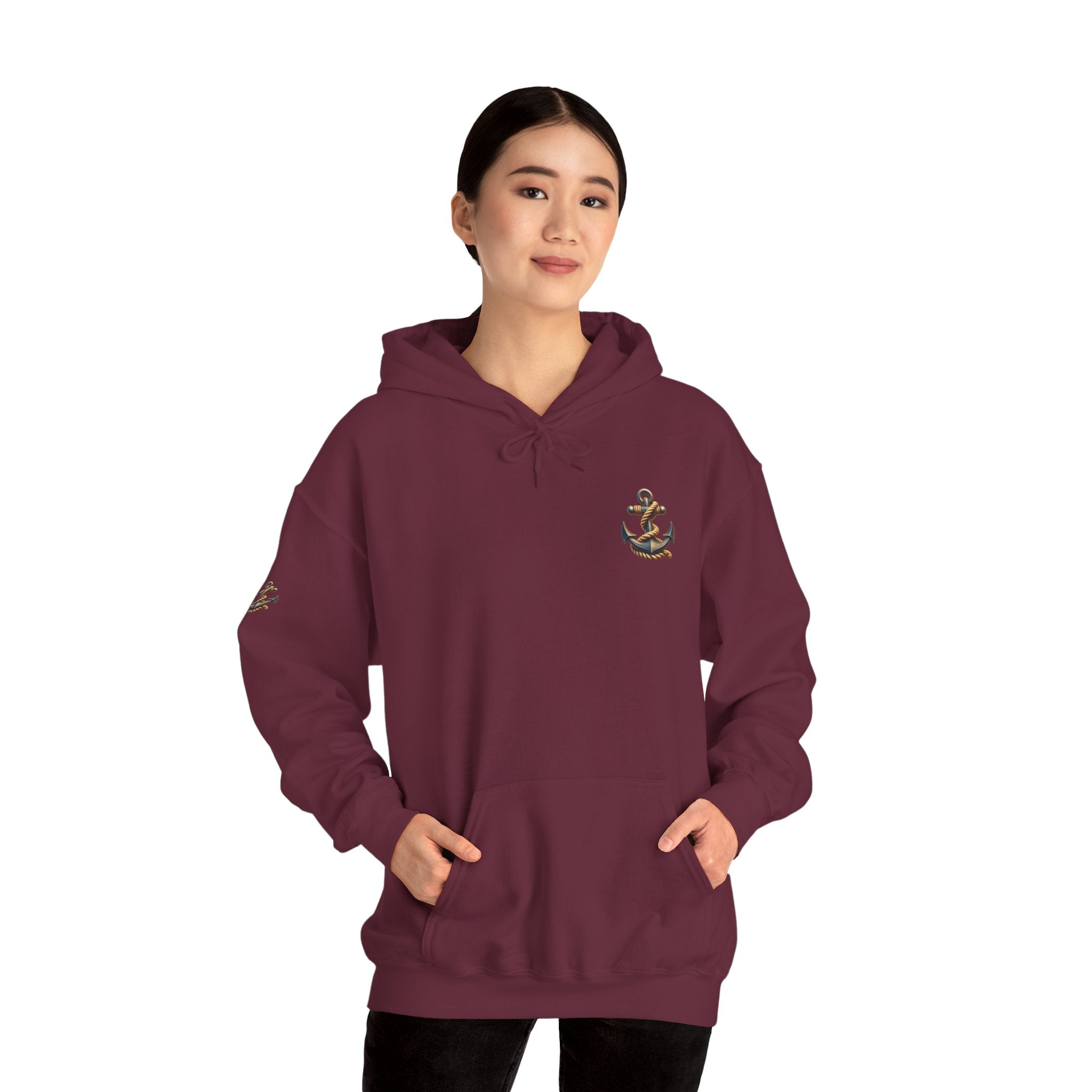 Pirate Skull Anchor Hoodie  Nautical Skull & Crossbones Pullover
