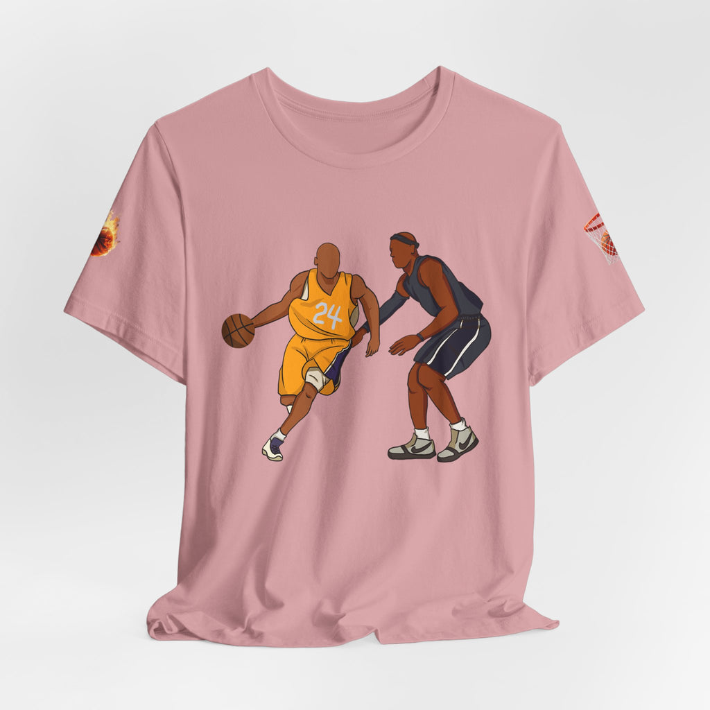 Basketball Players Tee Dribble Defender Court Illustration