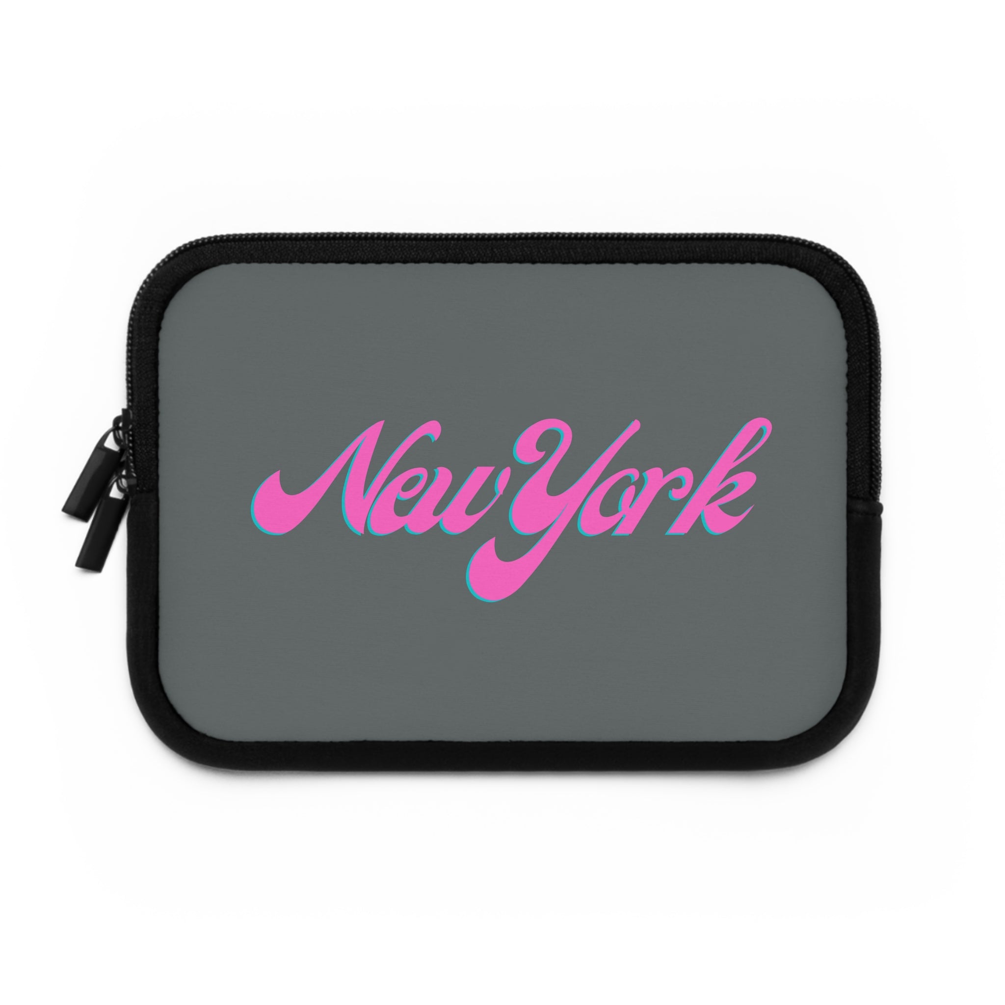 New York Pink Script Laptop Sleeve  Retro City Typography Sleeve