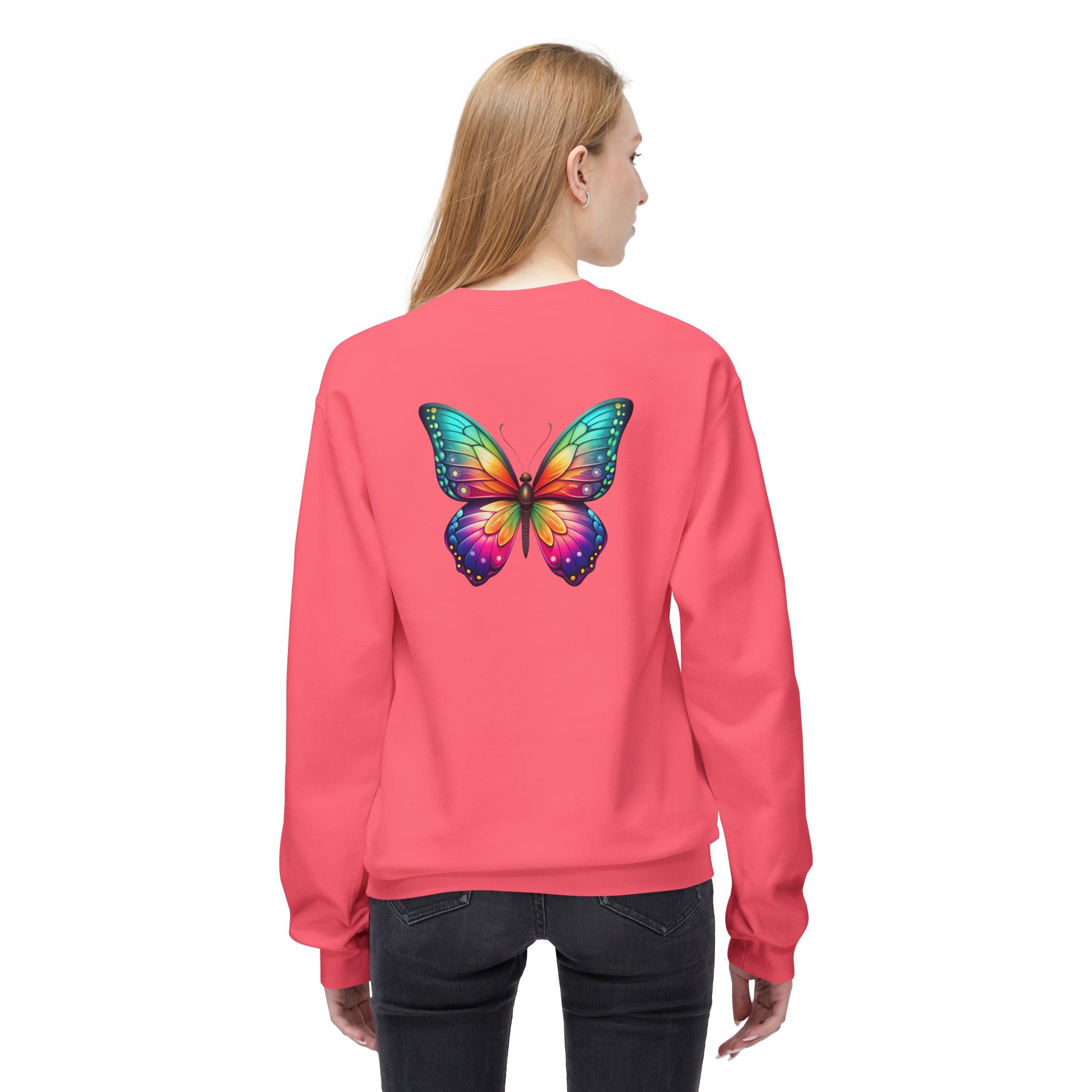 Rainbow Butterfly Sweatshirt | Colorful Monarch Wing Graphic