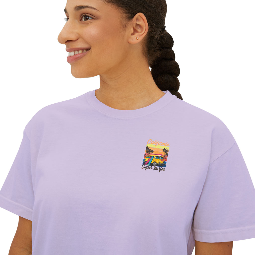 Los Angeles Sunset Women's Boxy Tee  Retro Palm Tree City Graphic