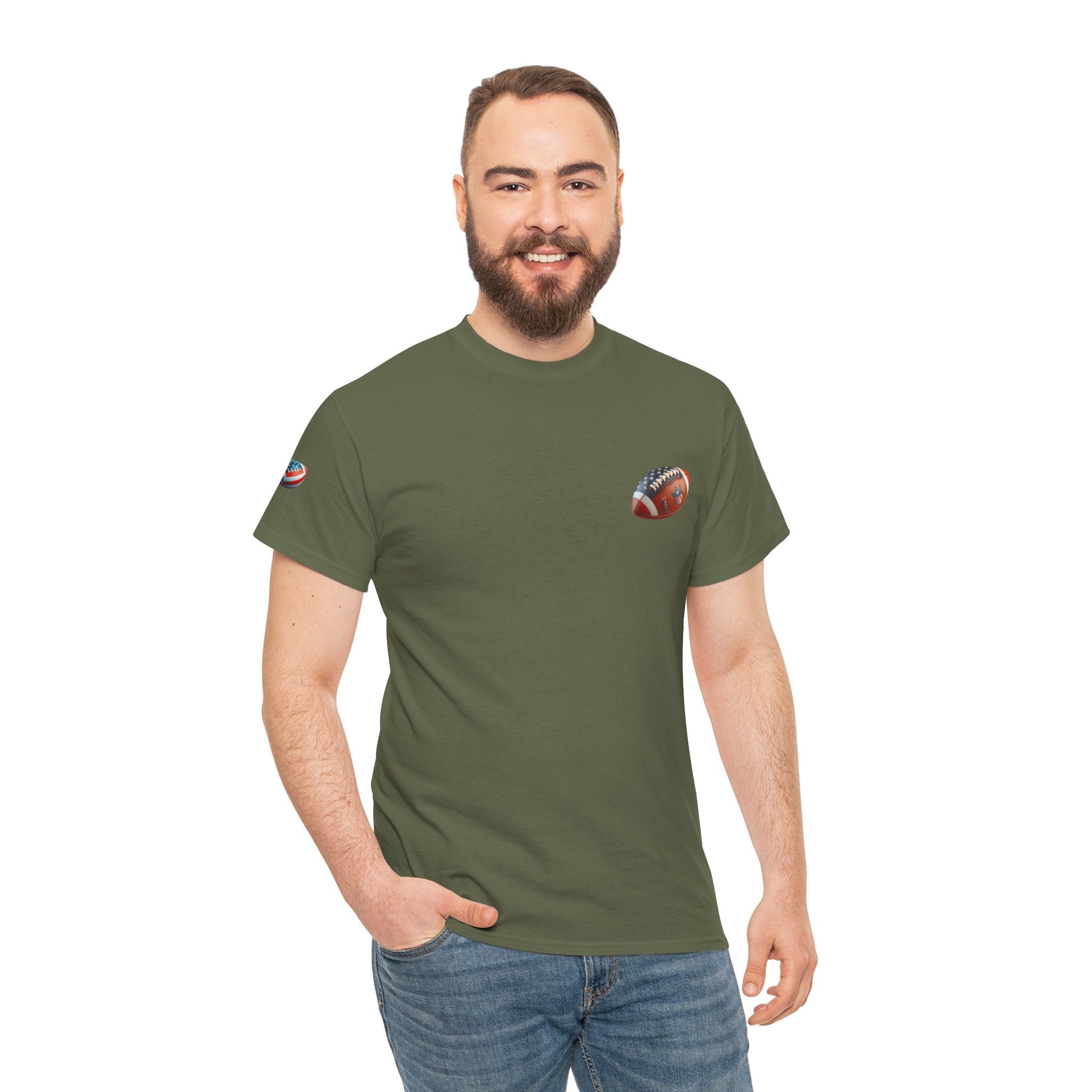 Football Player Graphic Tee  Retro Gridiron Jersey Design