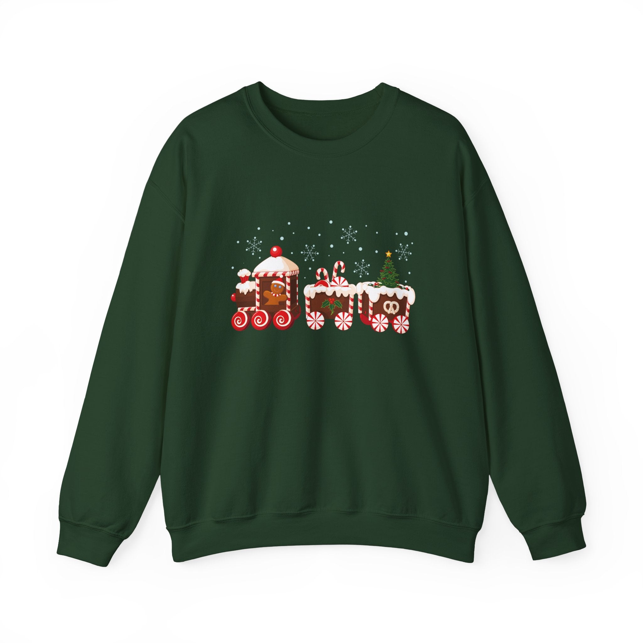 Gingerbread Train crewneck sweatshirt | Merry Christmas back print