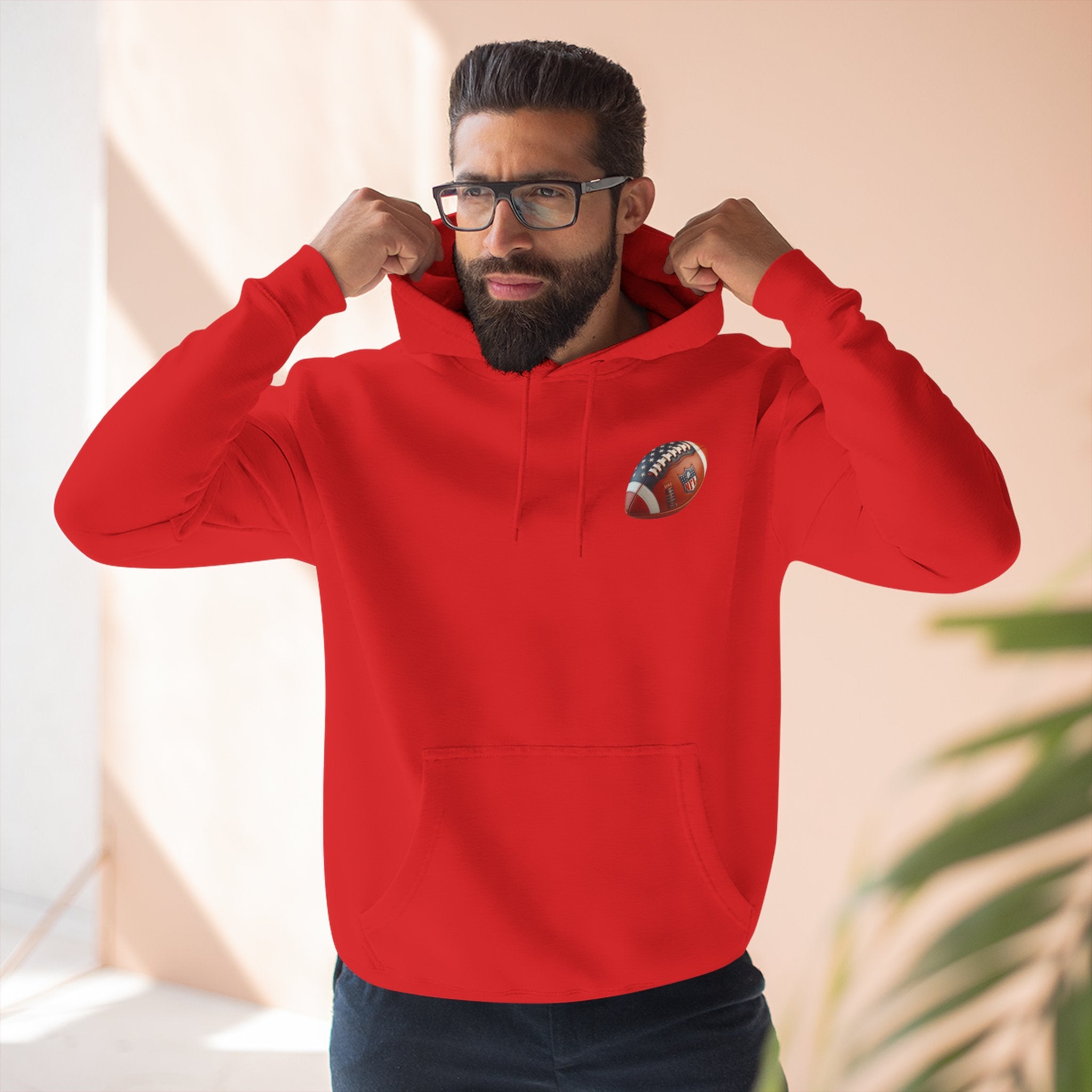 Skull Football Helmet Hoodie Men's Athletic Fleece Pullover