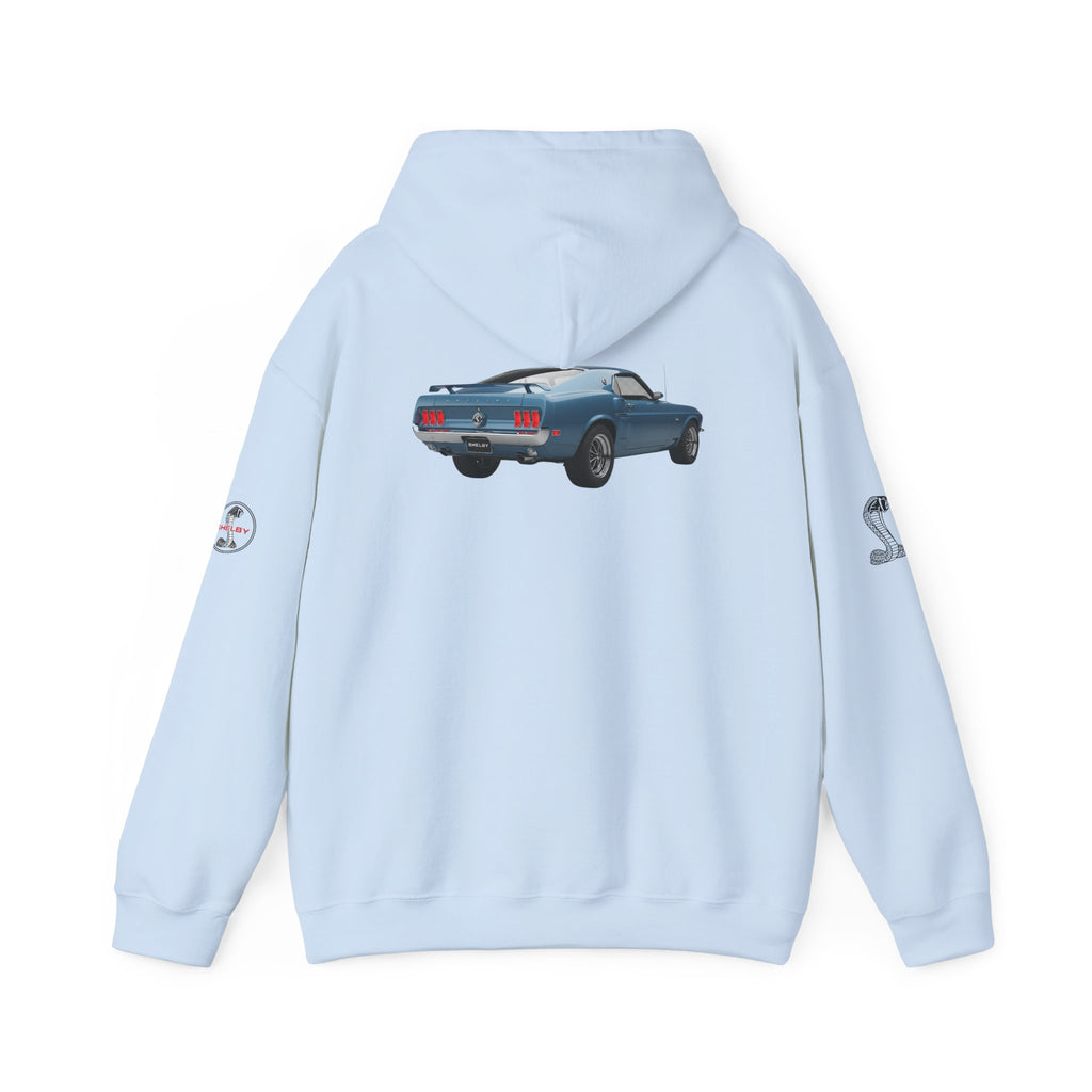 Classic Mustang Hoodie  Vintage Blue Pony Car Pullover