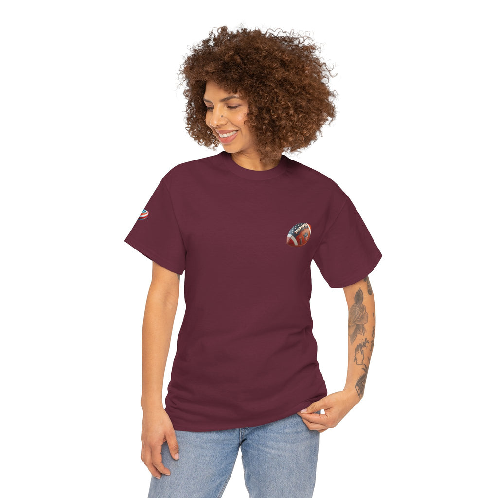 Skull Helmet Football Tee — Grunge Athletic Graphic T‑Shirt