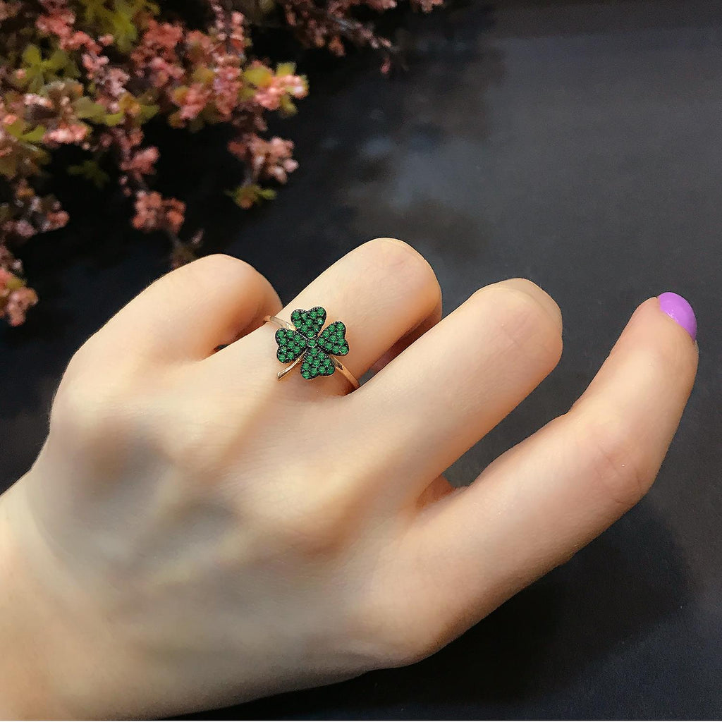 925 Sterling Silver clover ring - Etna Gift