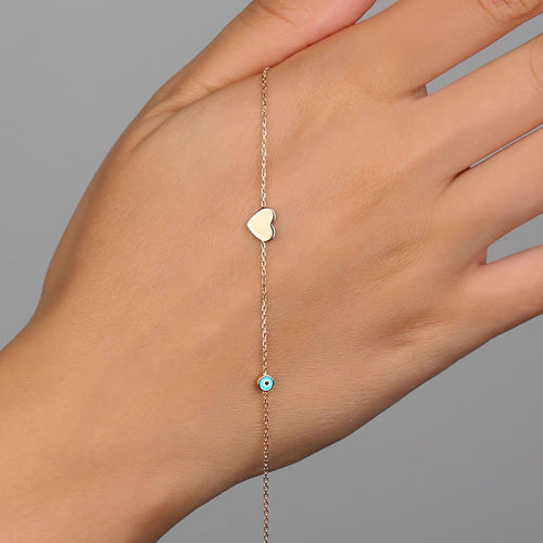 925 Sterling Silver Heart Charm Bracelet – Elegant Gift for Her - Etna Gift