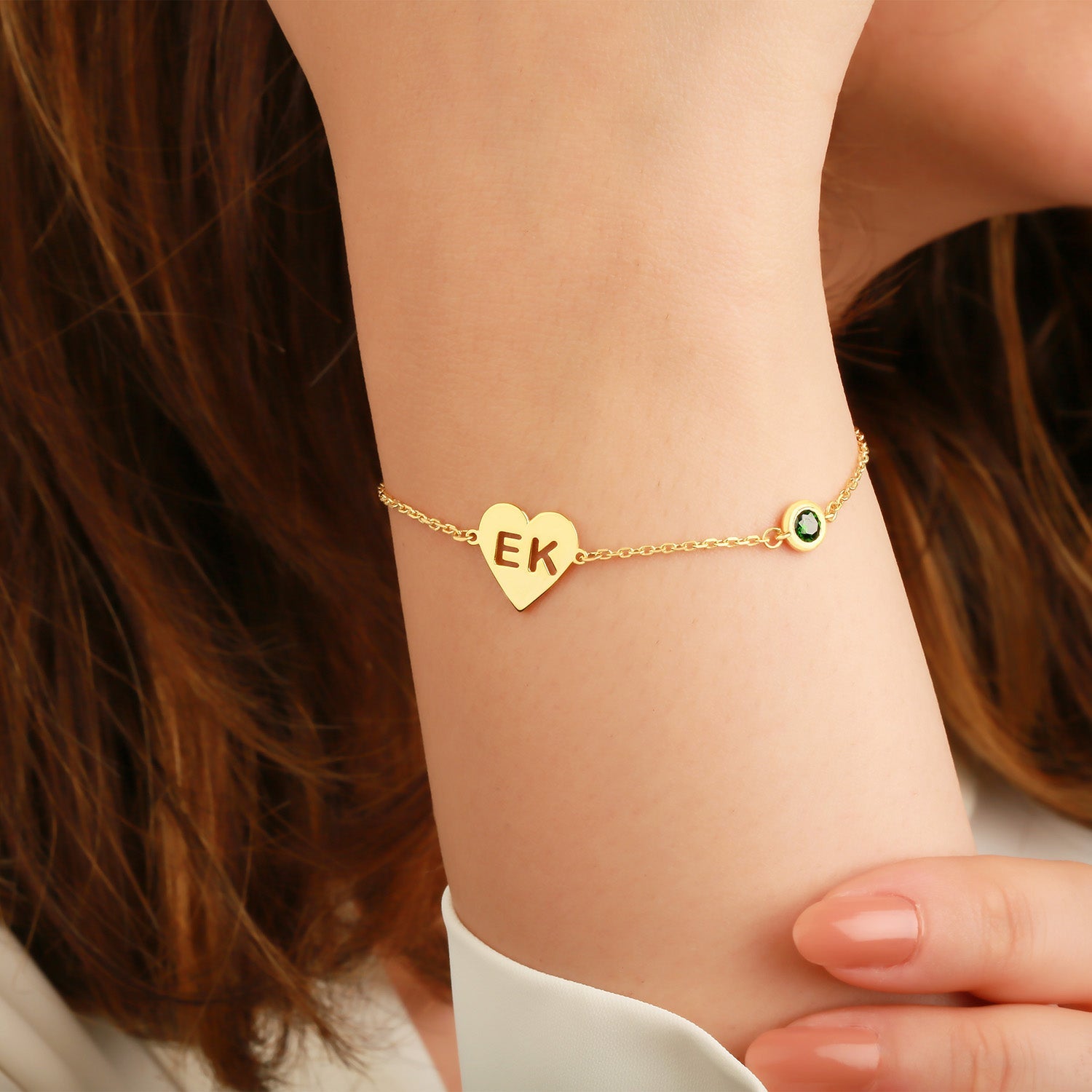 925 Sterling Silver Heart-Shaped Bracelet – Two Letters You Love - Etna Gift