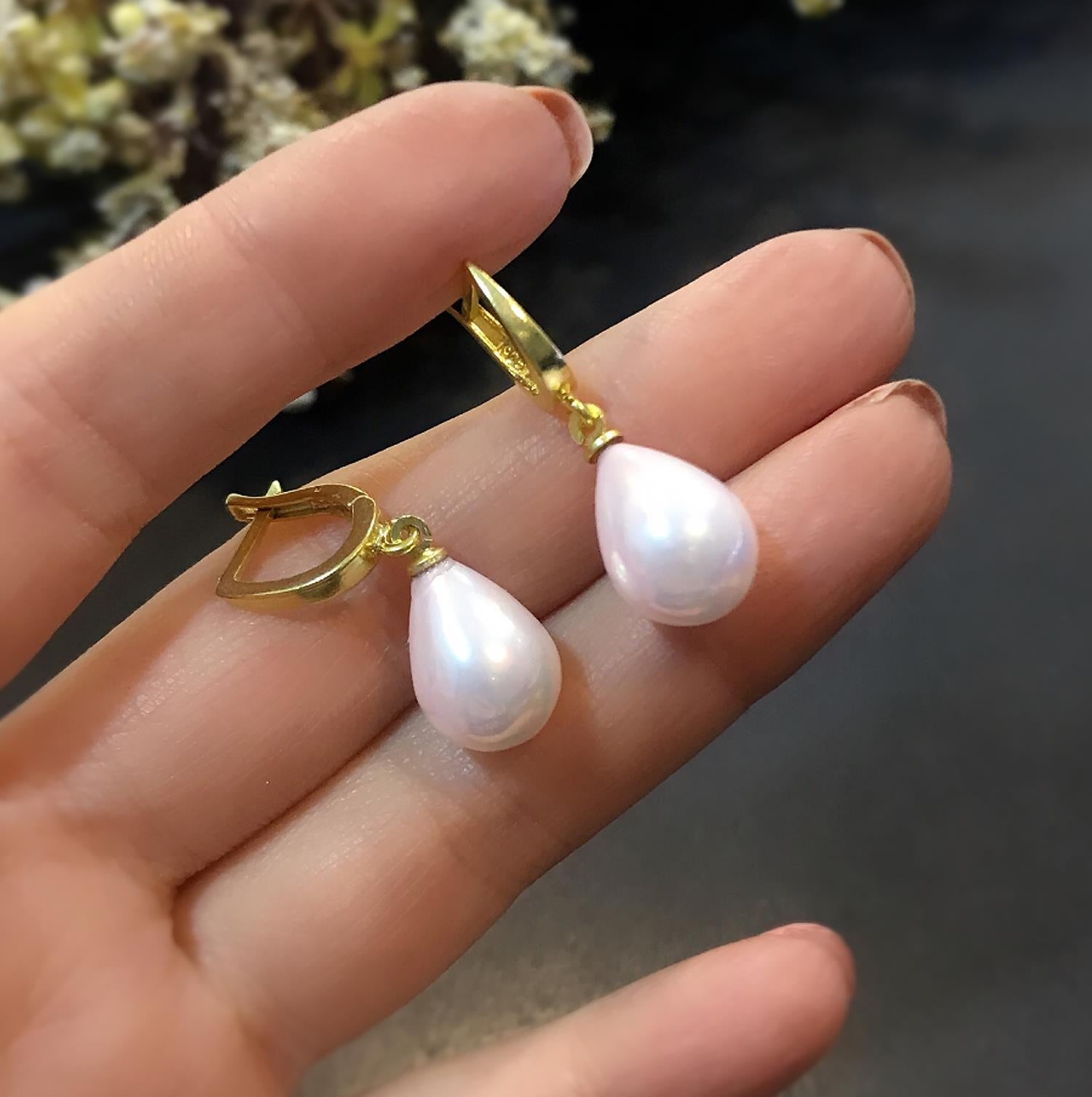 925 Sterling Silver Pearl Drop Earrings - Etna Gift