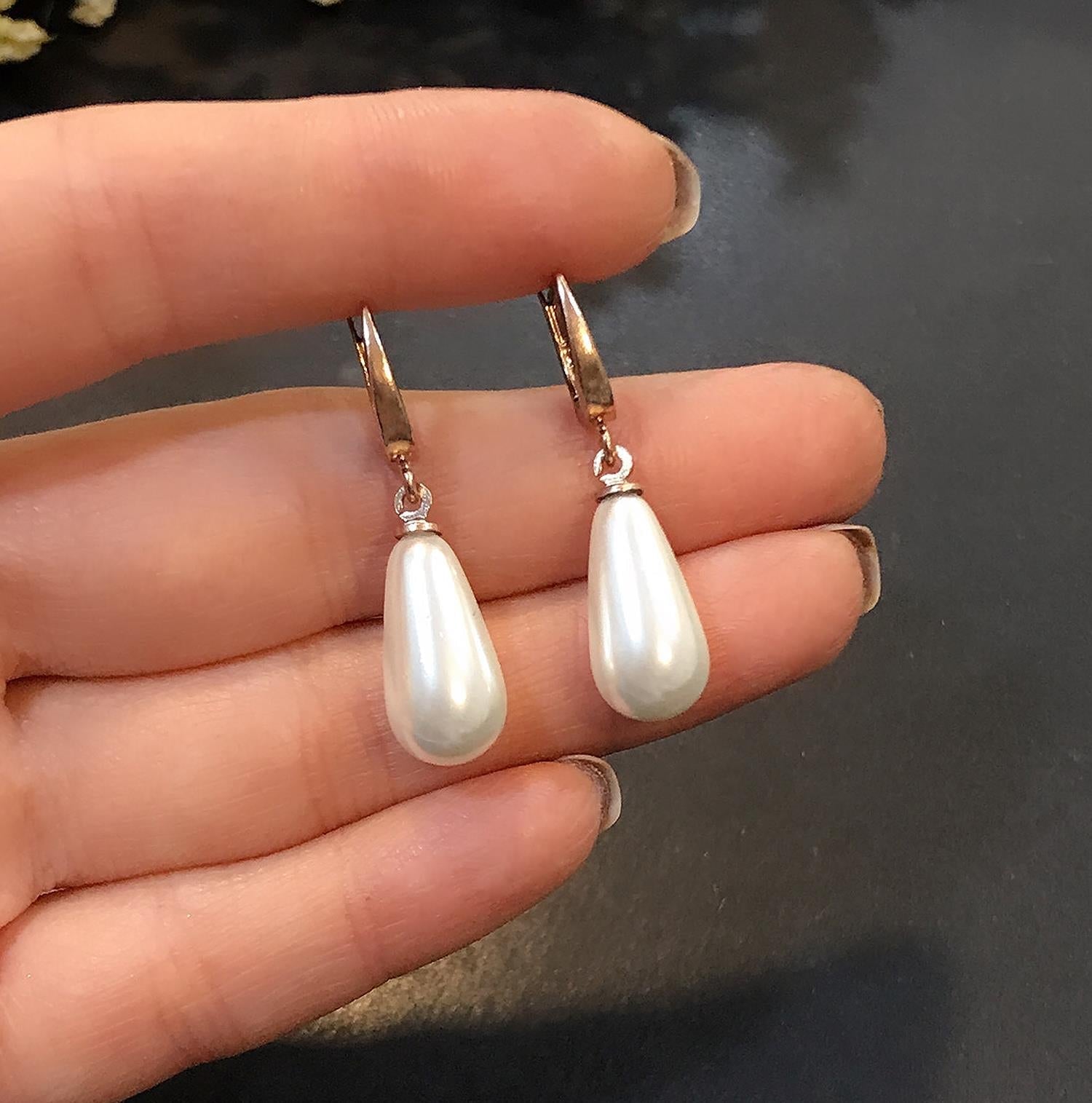 925 Sterling Silver Pearl Drop Earrings - Etna Gift