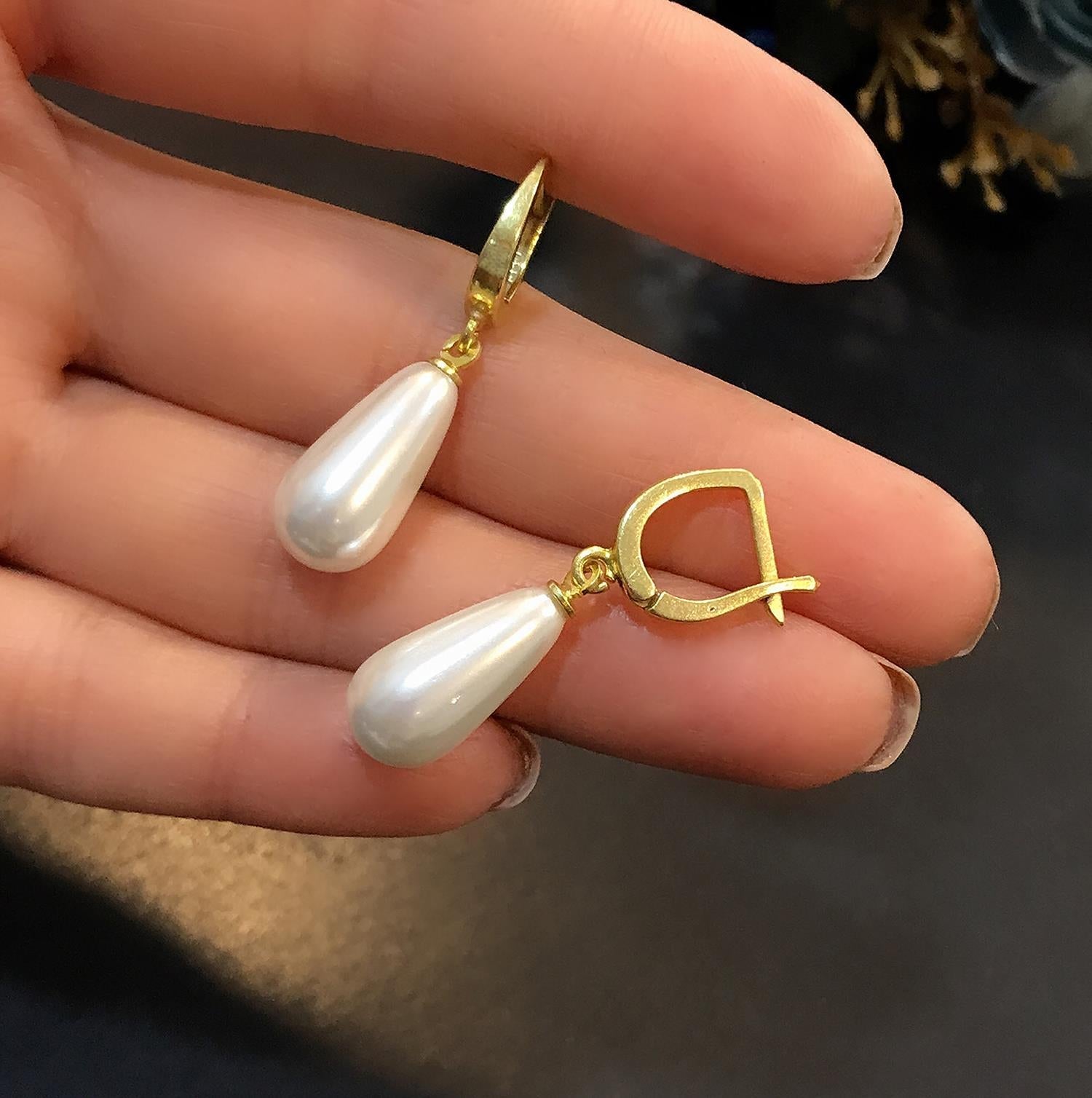 925 Sterling Silver Pearl Drop Earrings - Etna Gift