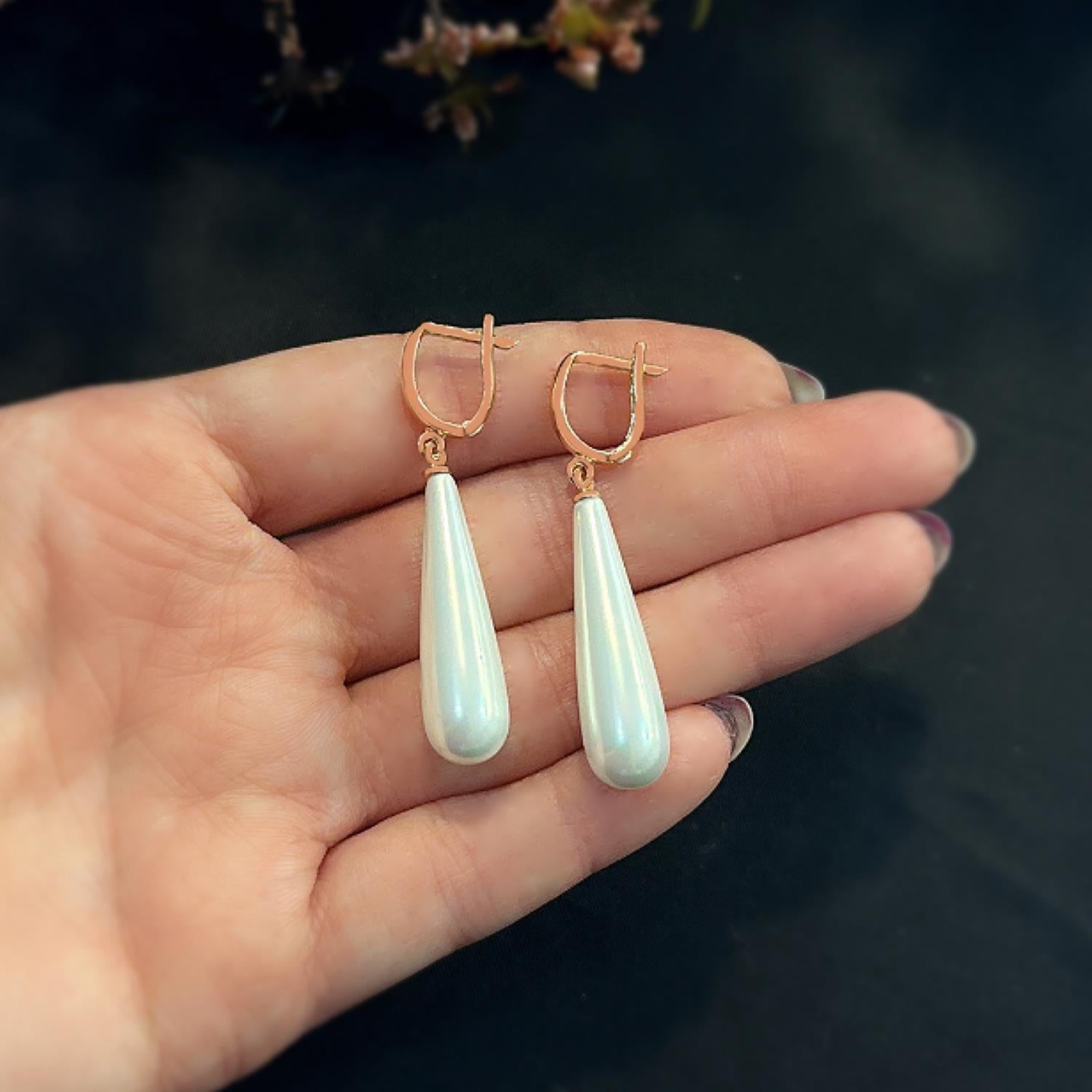 925 Sterling Silver Pearl Drop Earrings - Etna Gift