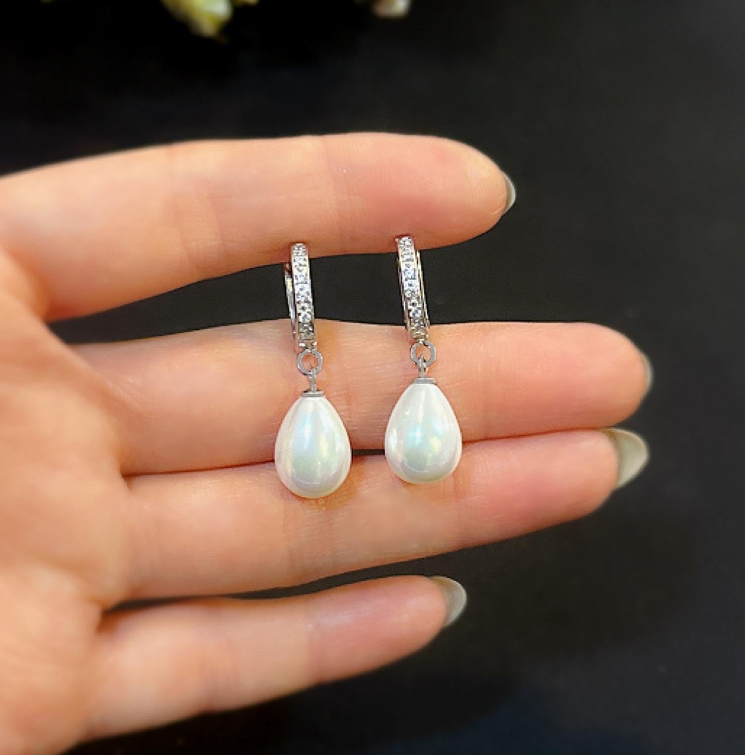 925 Sterling Silver Pearl Drop Earrings - Etna Gift