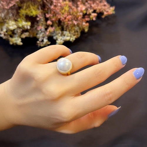 925 Sterling Silver Pearl Ring (M) - Etna Gift