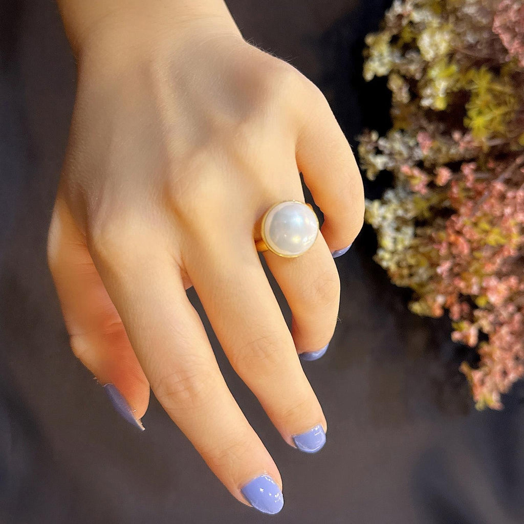 925 Sterling Silver Pearl Ring (M) - Etna Gift