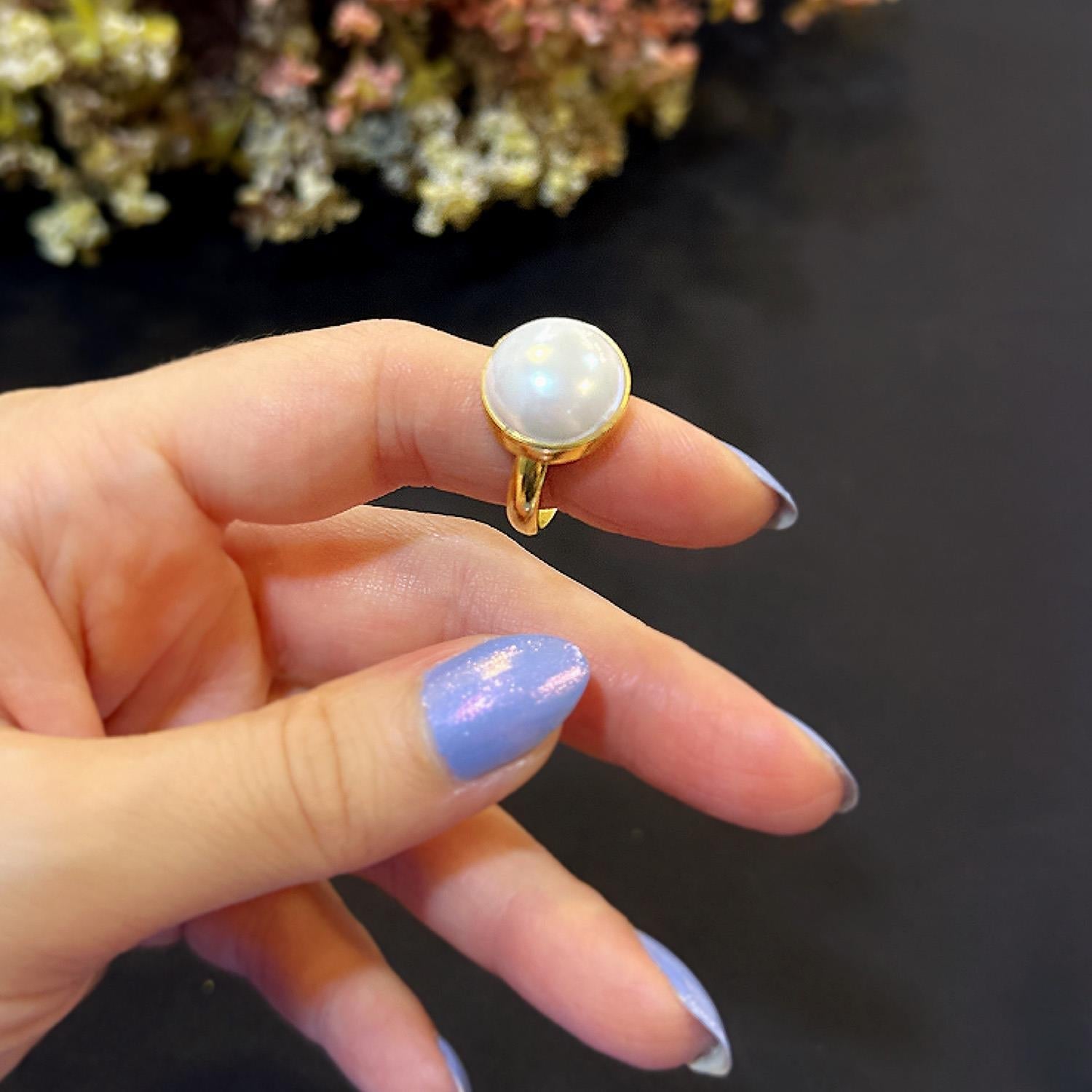 925 Sterling Silver Pearl Ring (M) - Etna Gift
