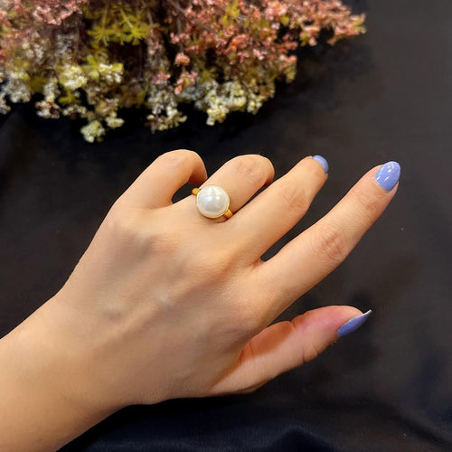 925 Sterling Silver Pearl Ring (S) - Etna Gift