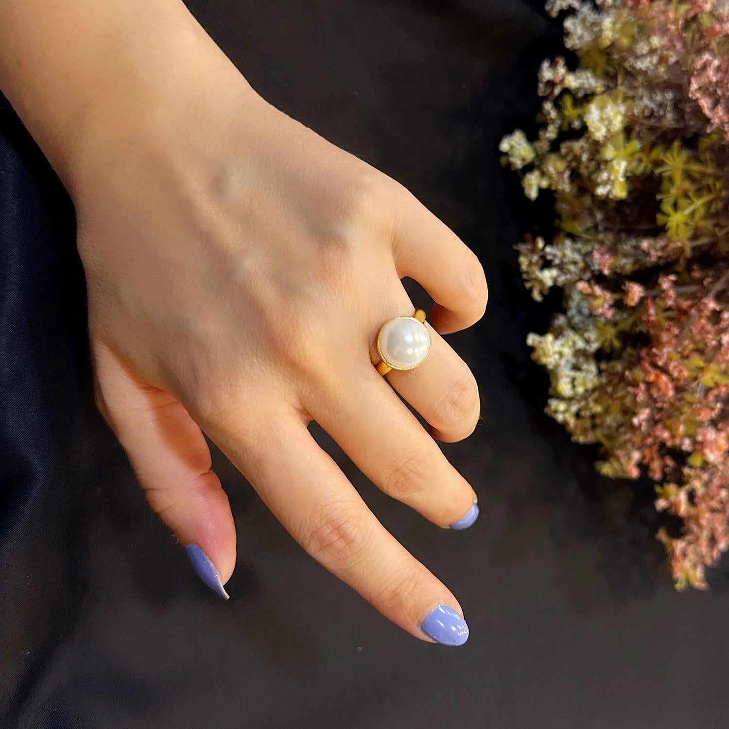 925 Sterling Silver Pearl Ring (S) - Etna Gift