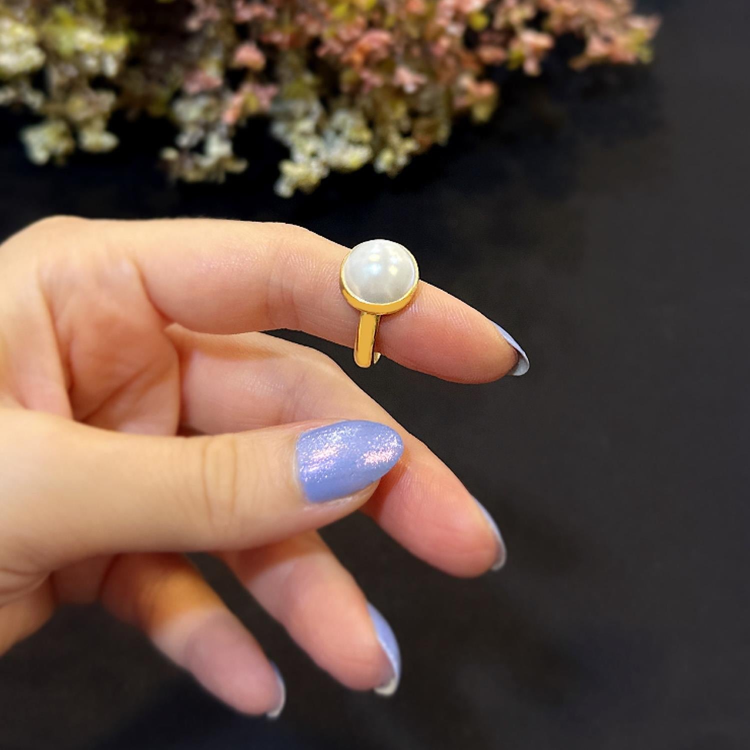 925 Sterling Silver Pearl Ring (S) - Etna Gift