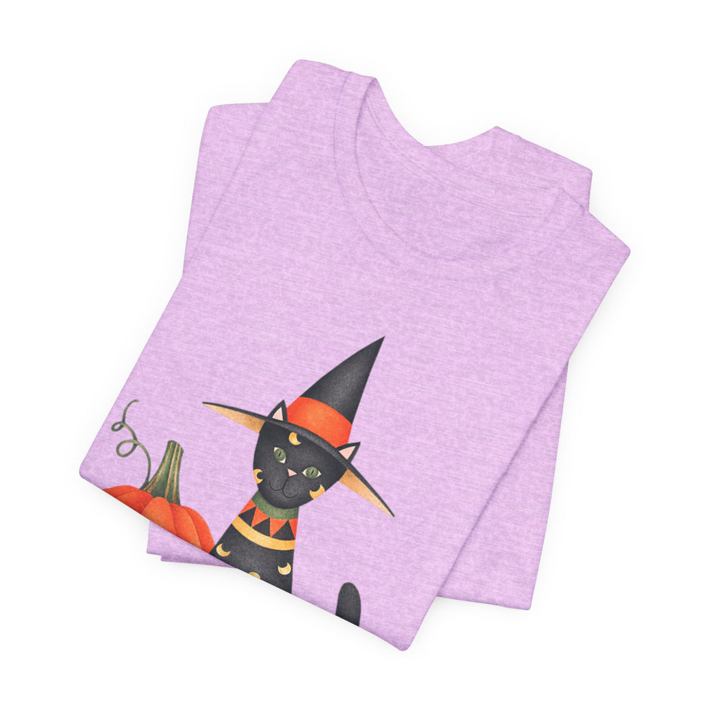 Halloween Cat Tee, Spooky Cat Shirt, Unisex Halloween T-Shirt, Pumpkin Cat Apparel, Halloween Costume Tee