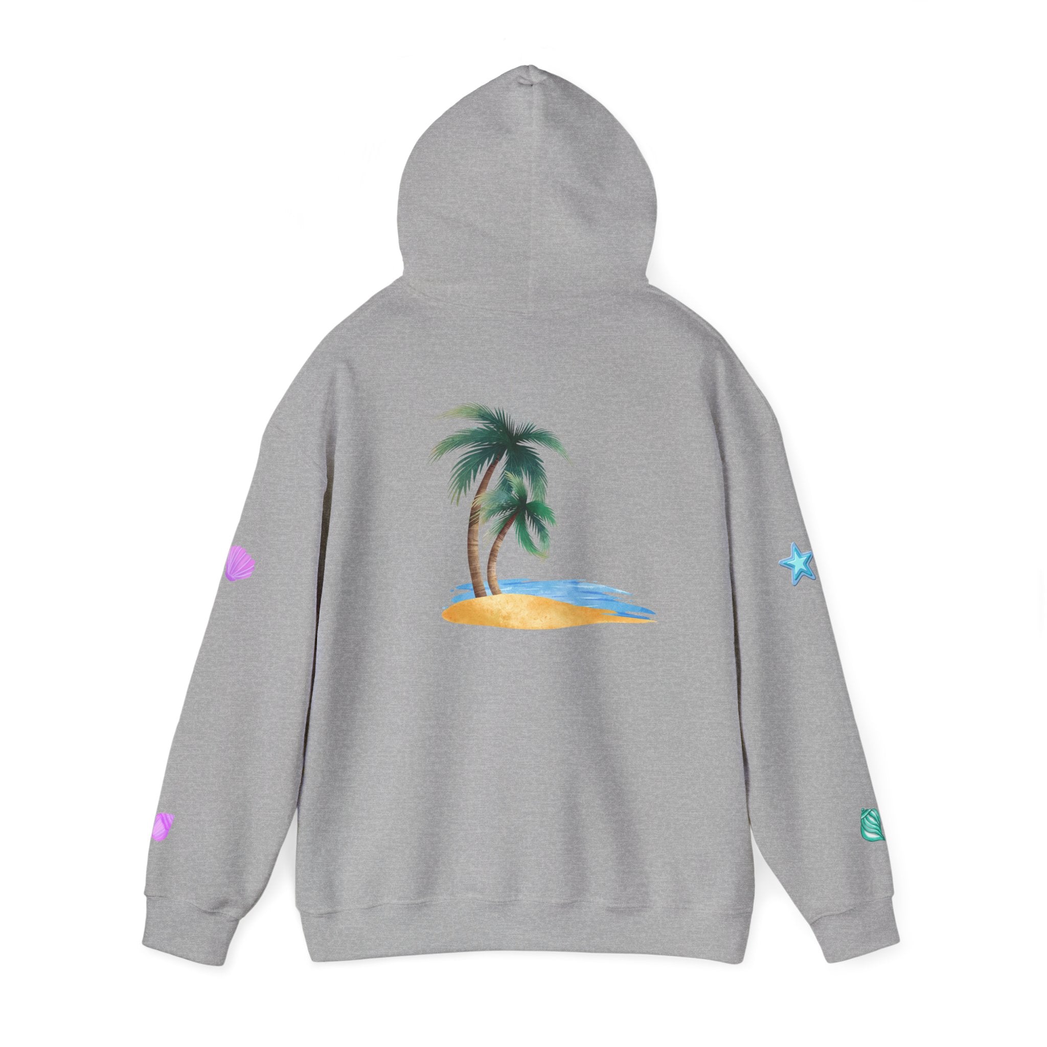 California Palm Tree Hoodie | Beach Island Graphic, Sleeve Icons