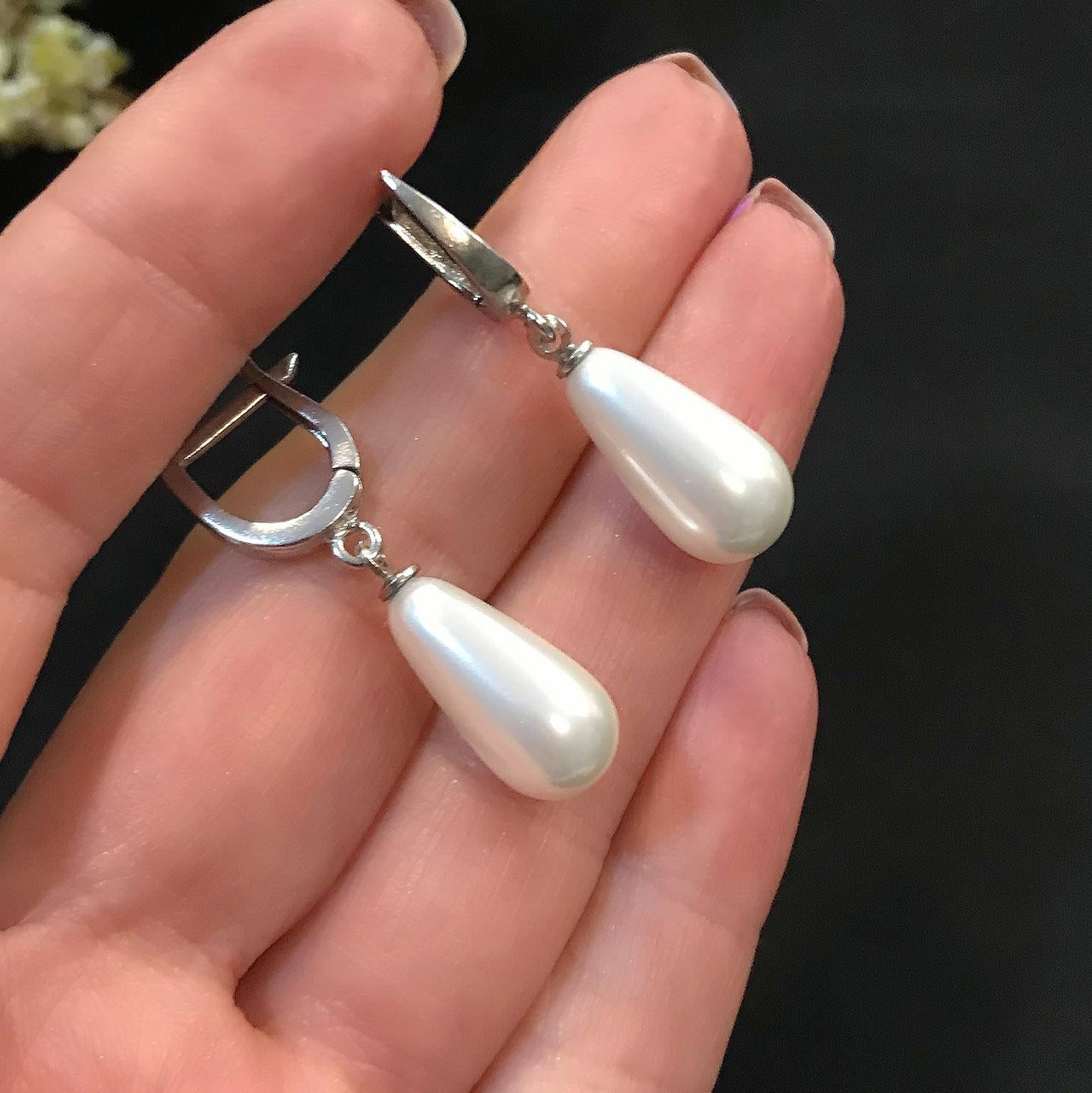 925 Sterling Silver Pearl Drop Earrings1211111111