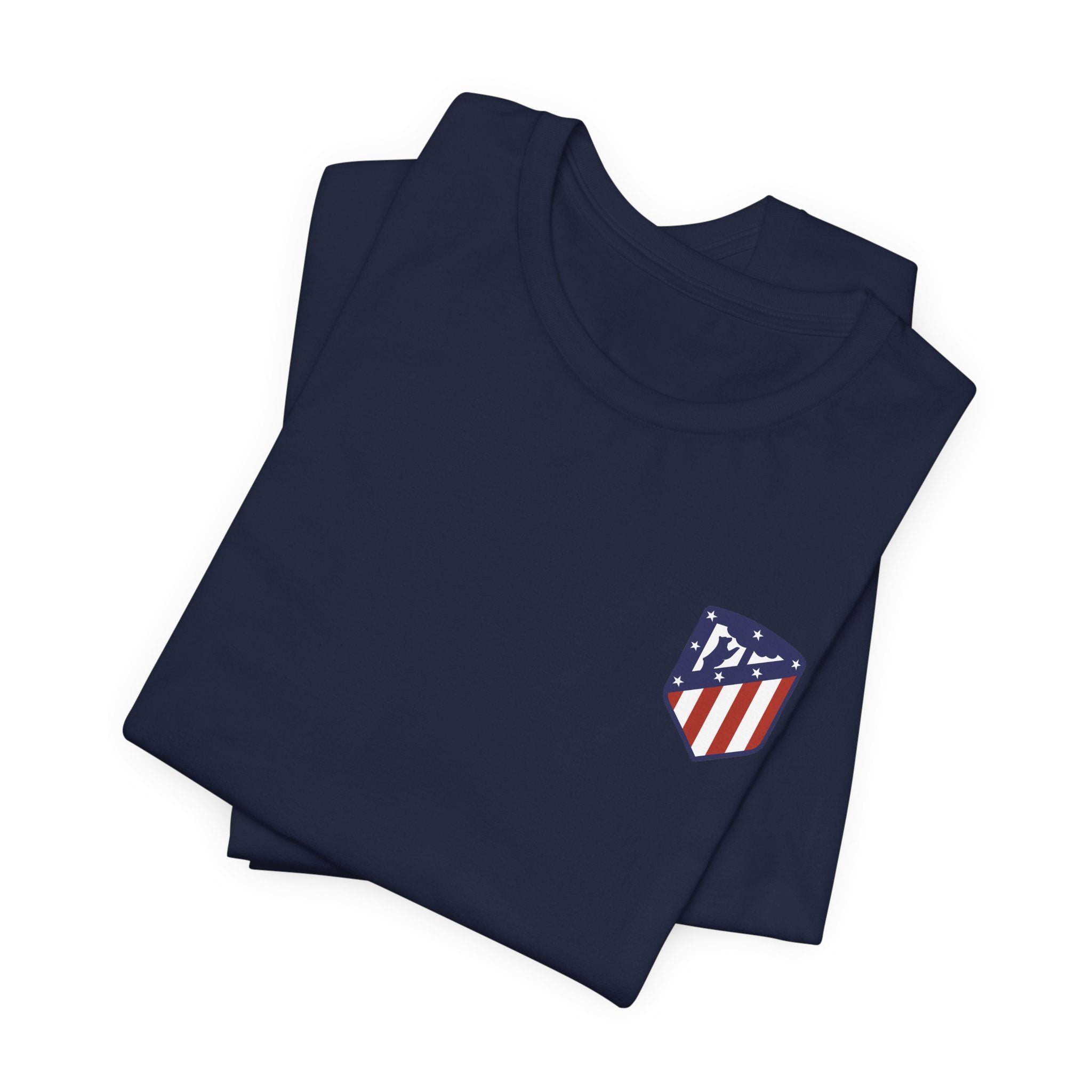 Atletico Madrid Shield T-Shirt Front Chest & Sleeve Logo Soccer Tee