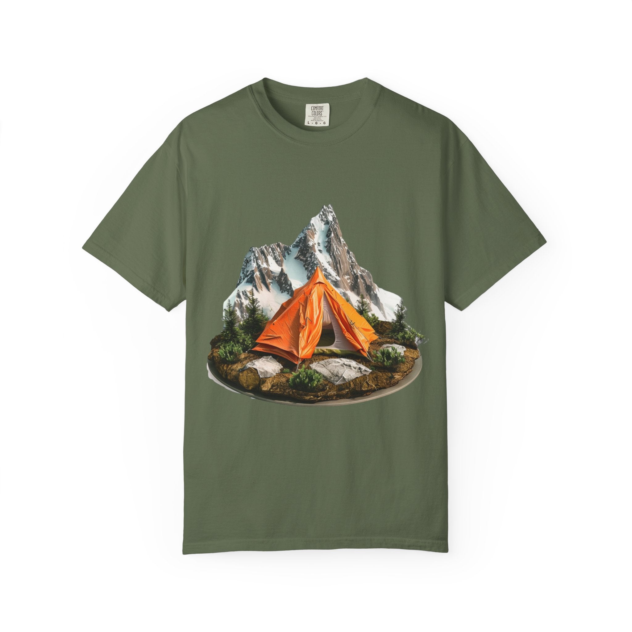 Mountain Camping Tent T-Shirt  Orange Tent Campsite Graphic