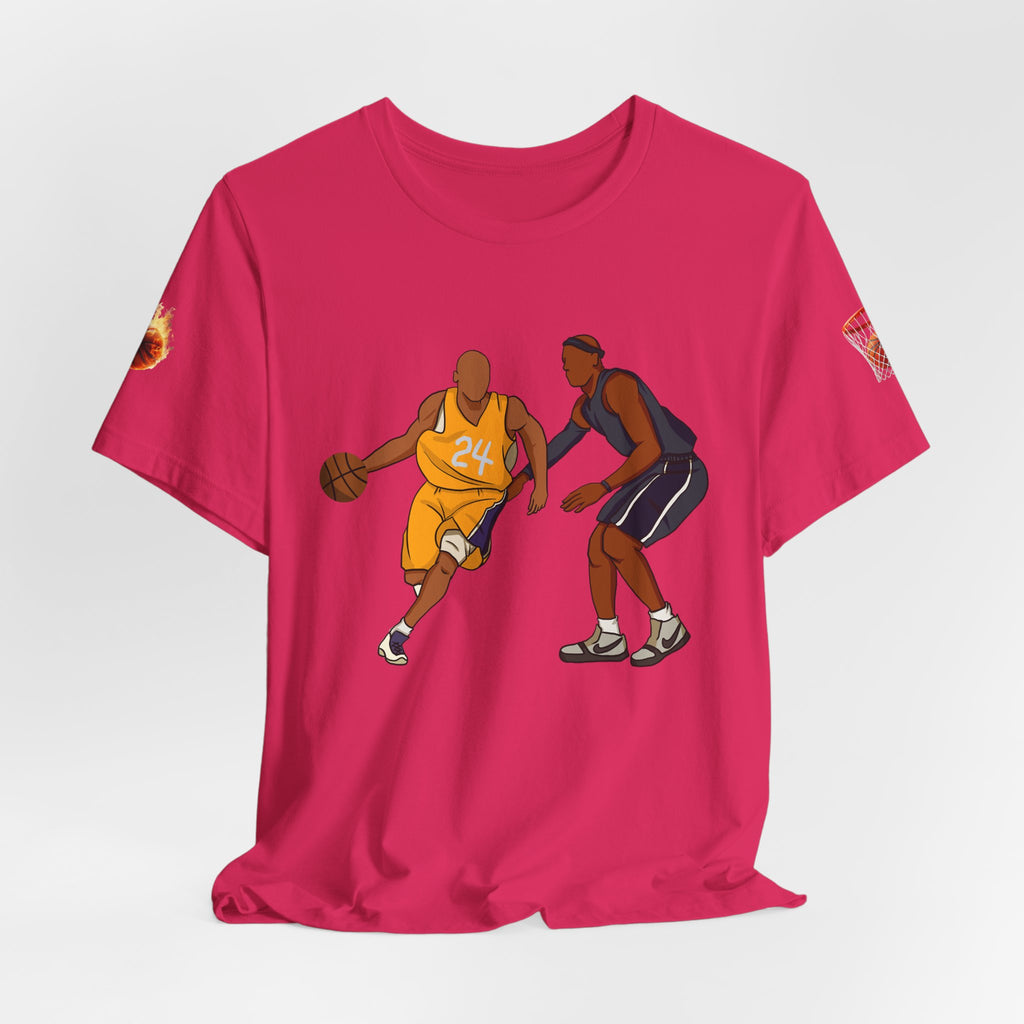 Basketball Players Tee Dribble Defender Court Illustration