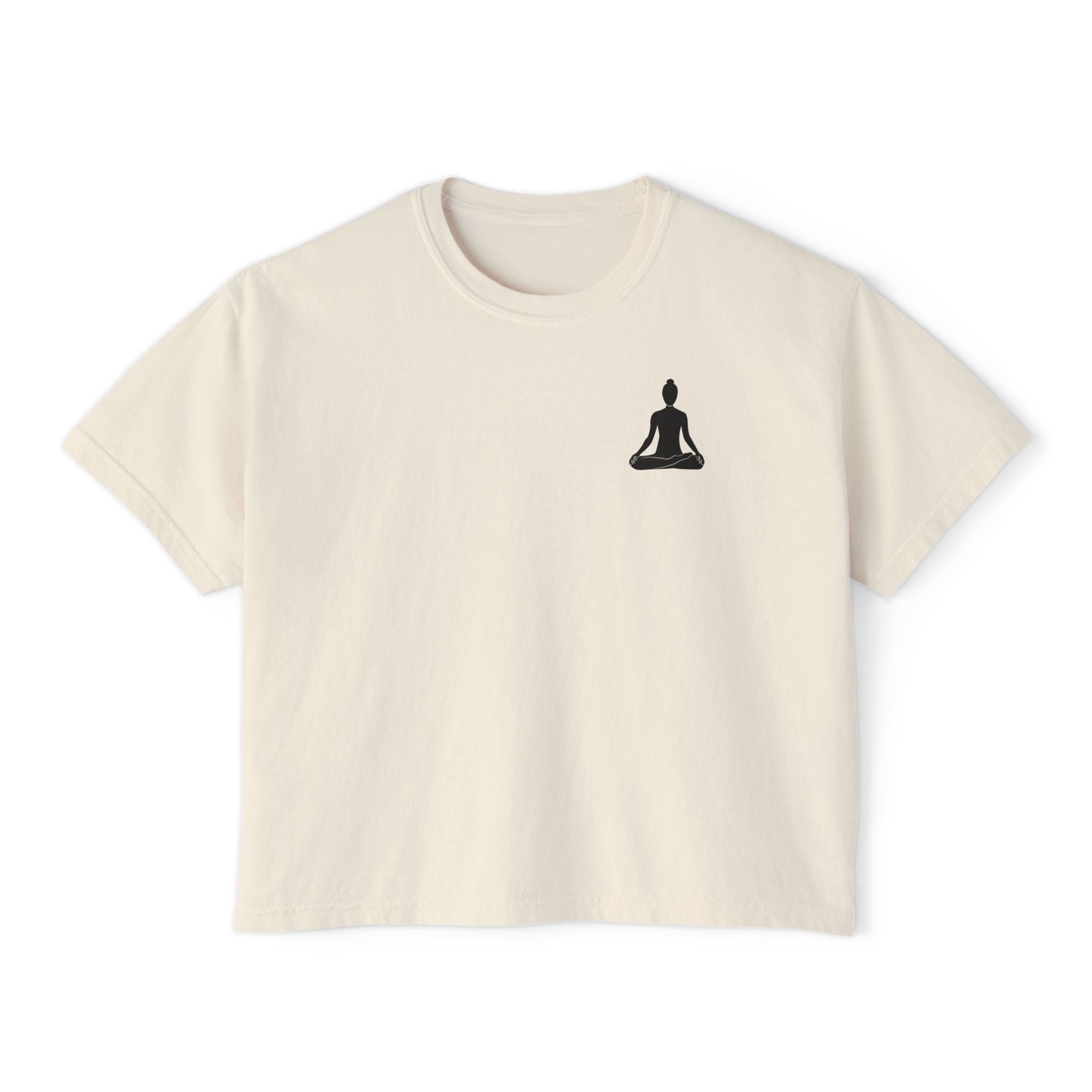 Women's Boxy Tee - 'Time For Yoga' Minimal Yoga Silhouette T-Shirt