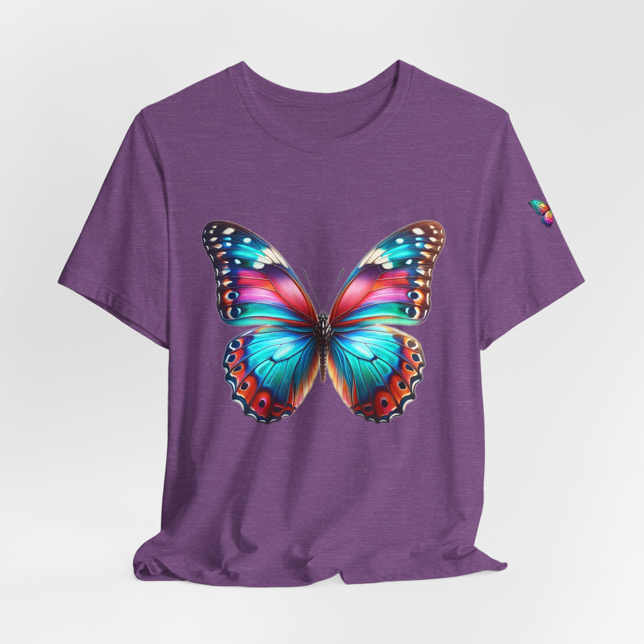 Vibrant Rainbow Butterfly Tee Colorful Monarch Wing Graphic