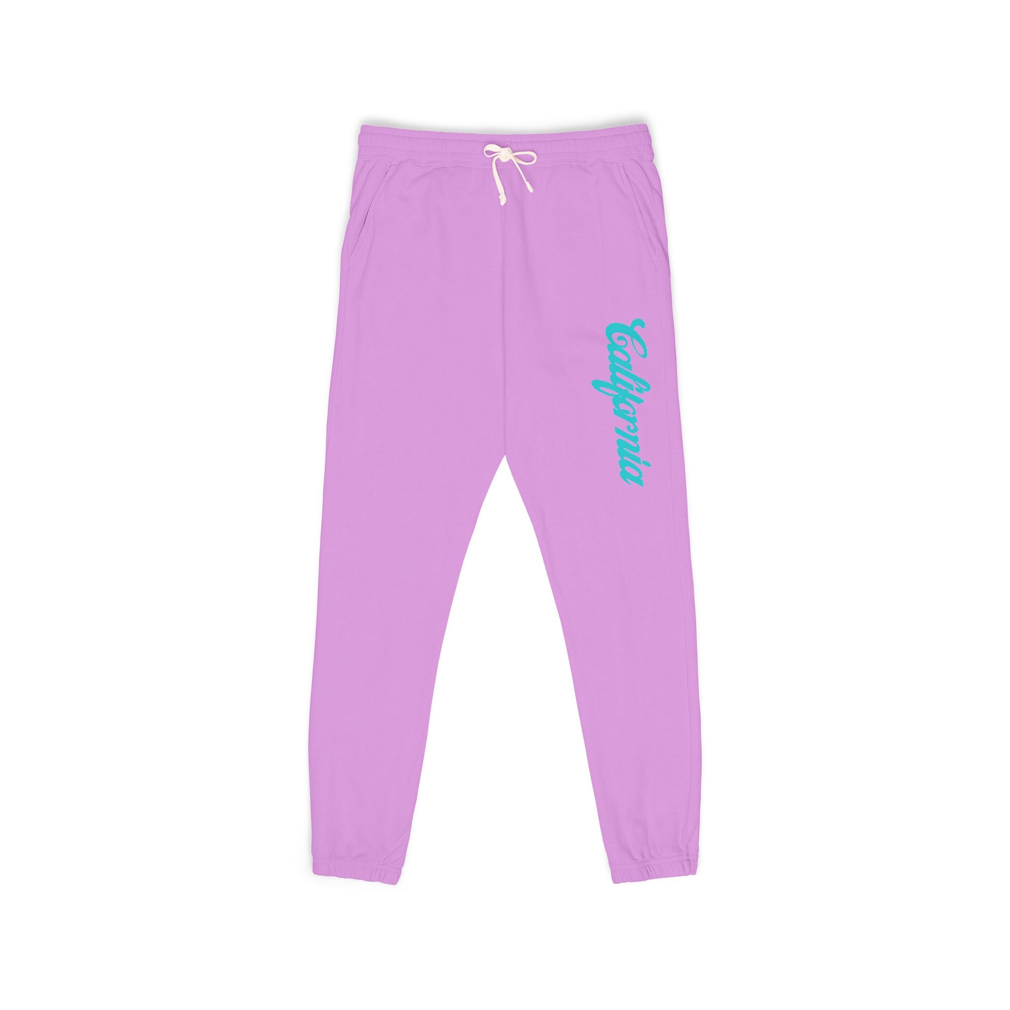 Fleece Sweatpants with Teal 'Endurance' Script Lightweight Garment-Dyed Joggers