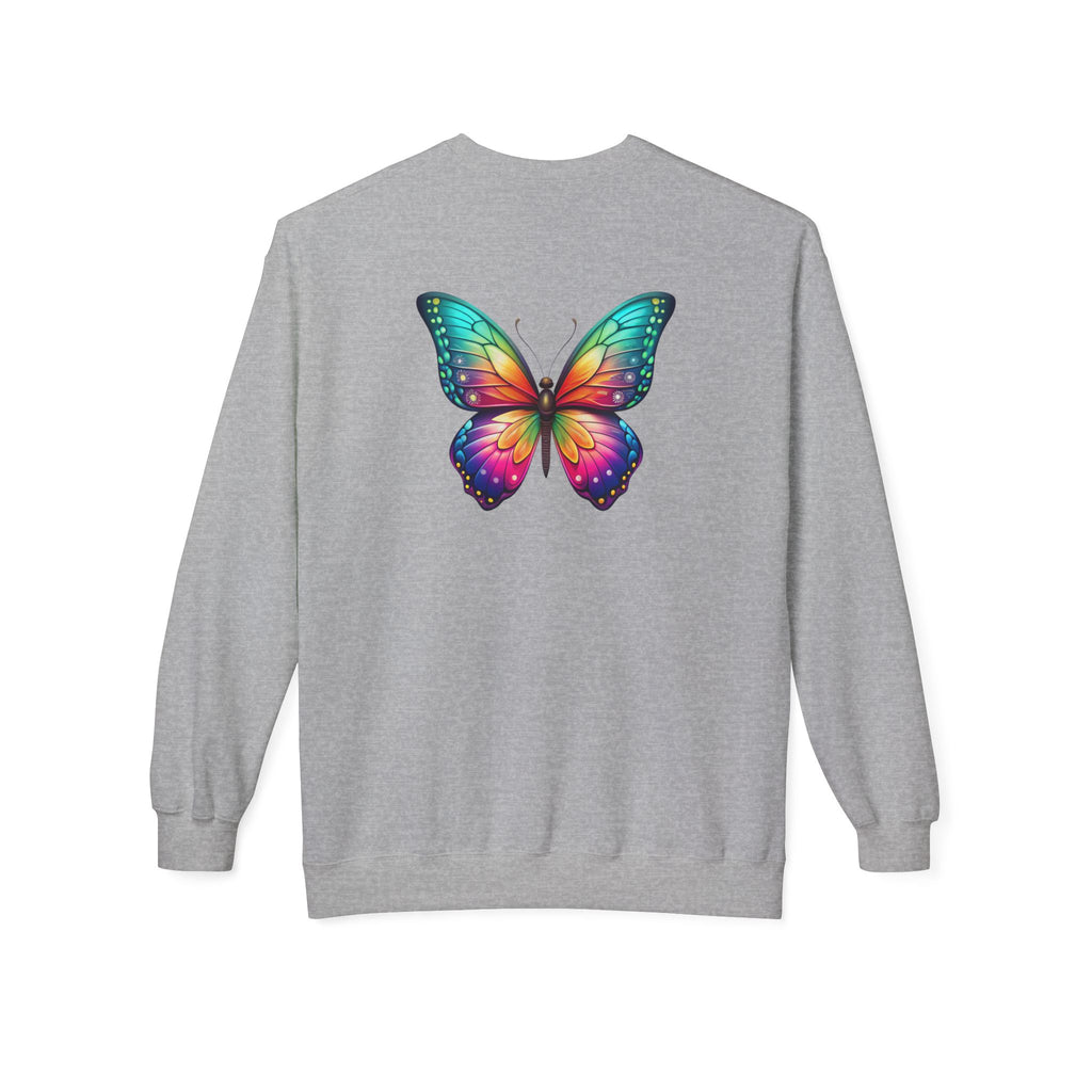 Rainbow Butterfly Sweatshirt | Colorful Monarch Wing Graphic