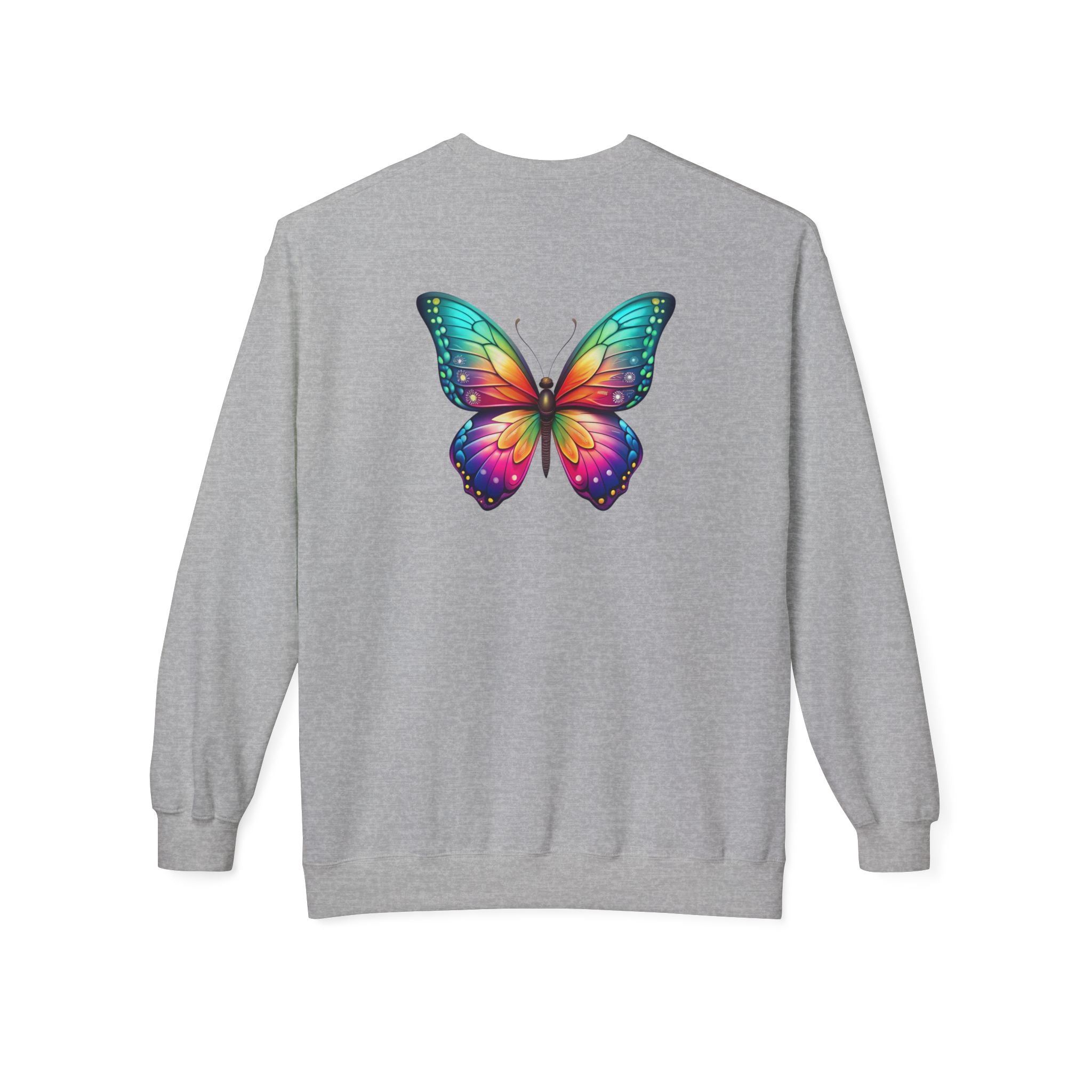 Rainbow Butterfly Sweatshirt | Colorful Monarch Wing Graphic