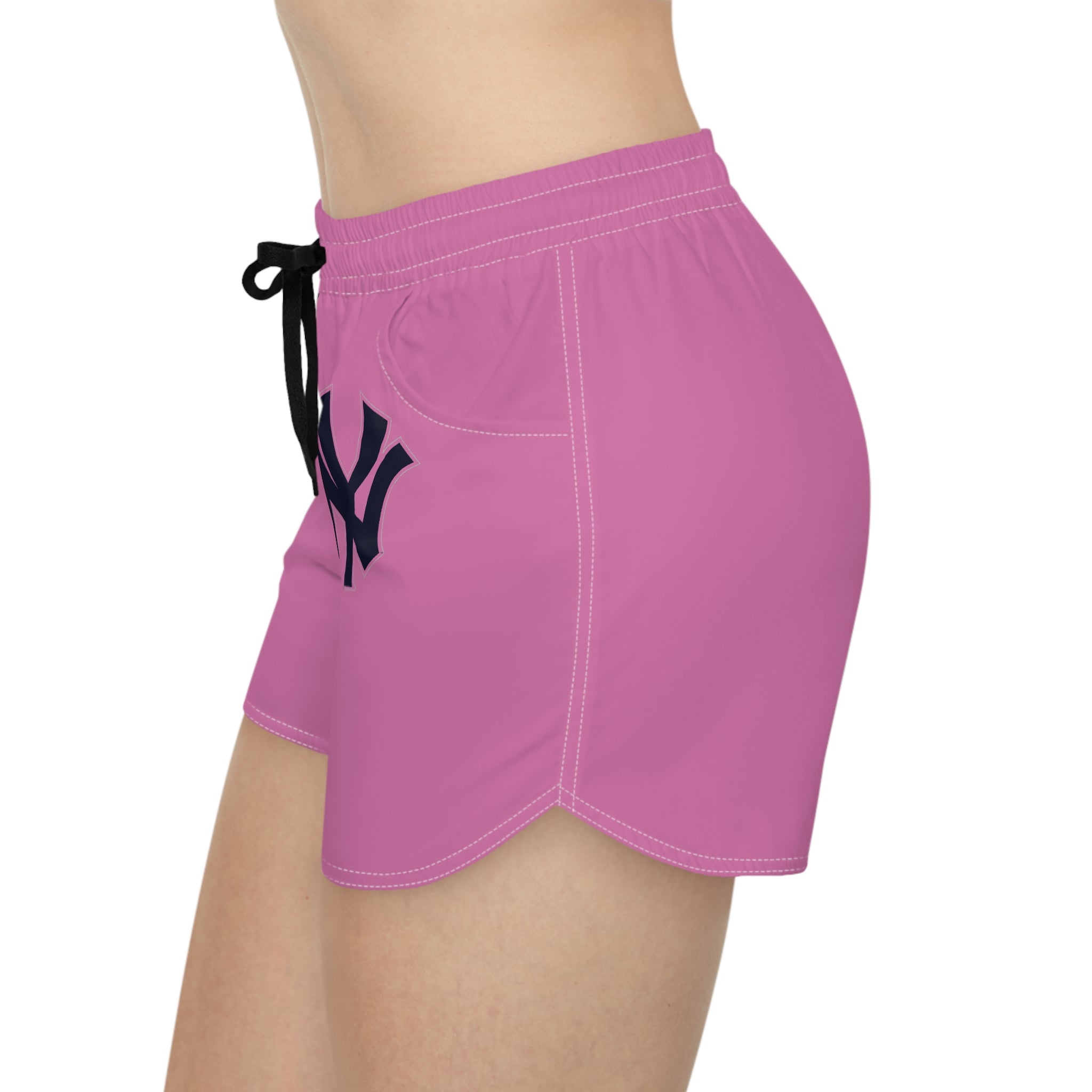 Pink Casual Women's Shorts with Navy Logo Comfortable Lounge & Athletic Beachwear