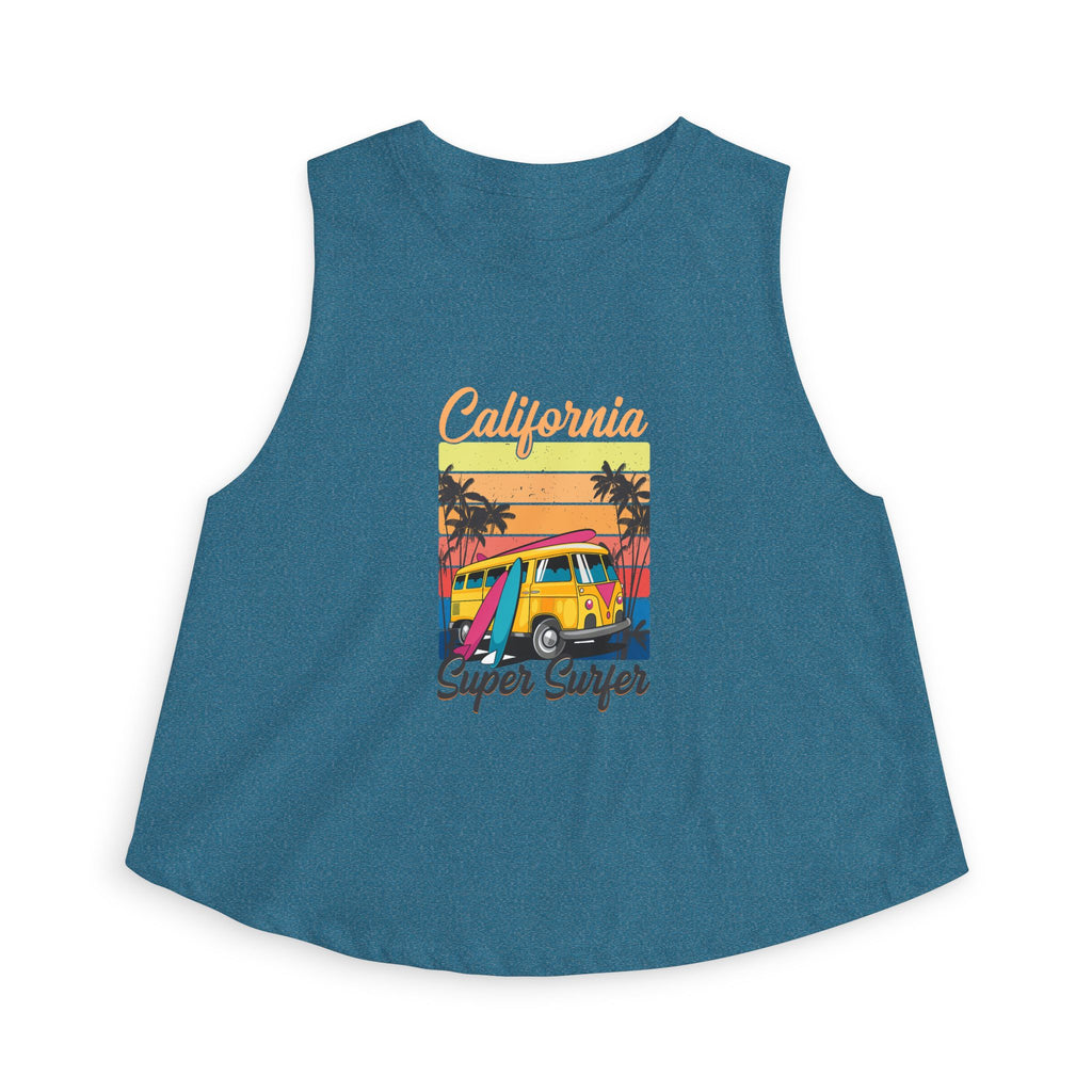California Super Surfer Crop Top Retro Beach Van Surf Graphic