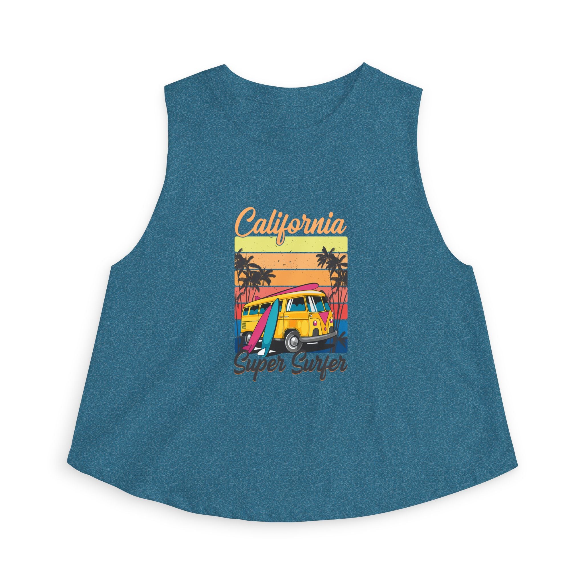 California Super Surfer Crop Top Retro Beach Van Surf Graphic