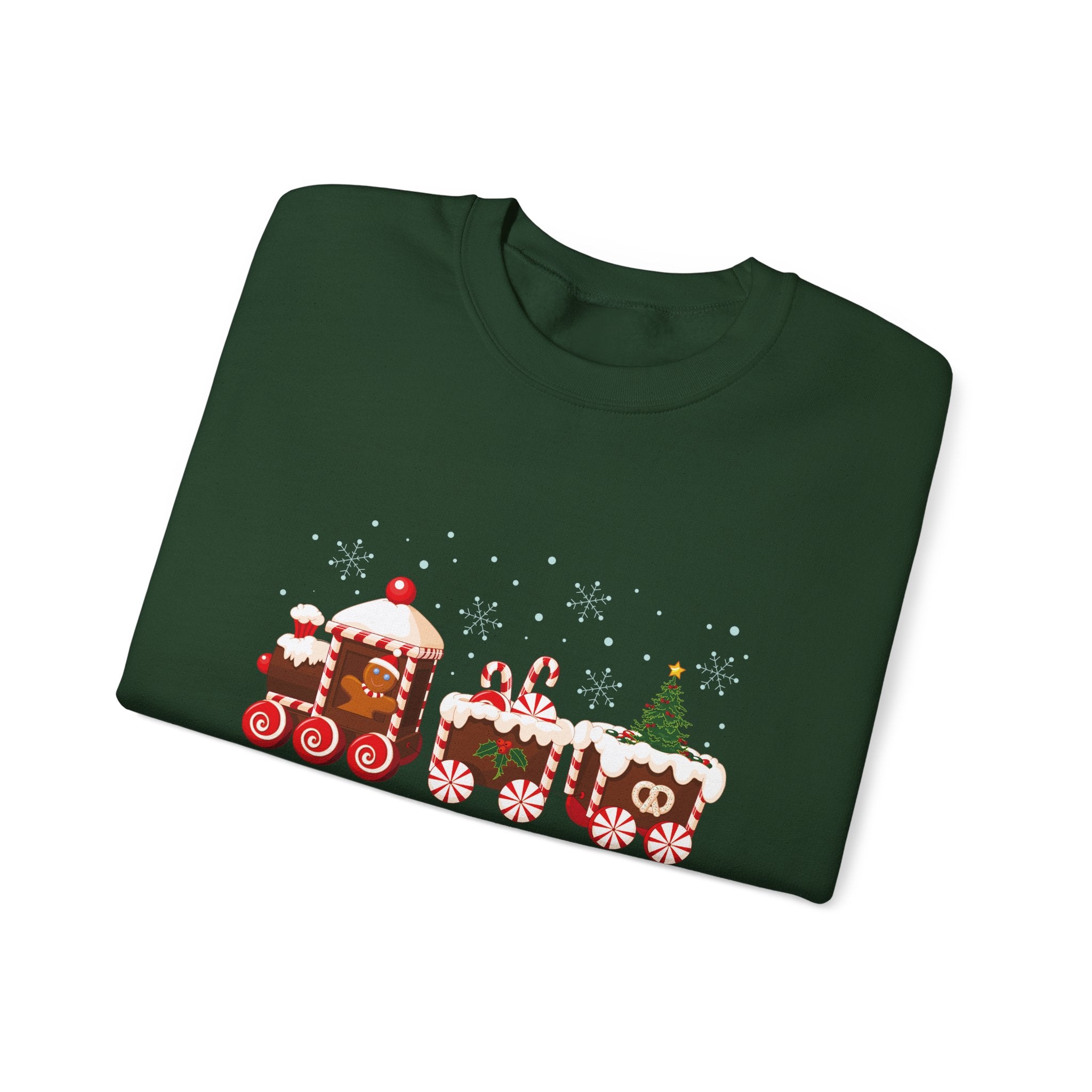 Gingerbread Train crewneck sweatshirt | Merry Christmas back print