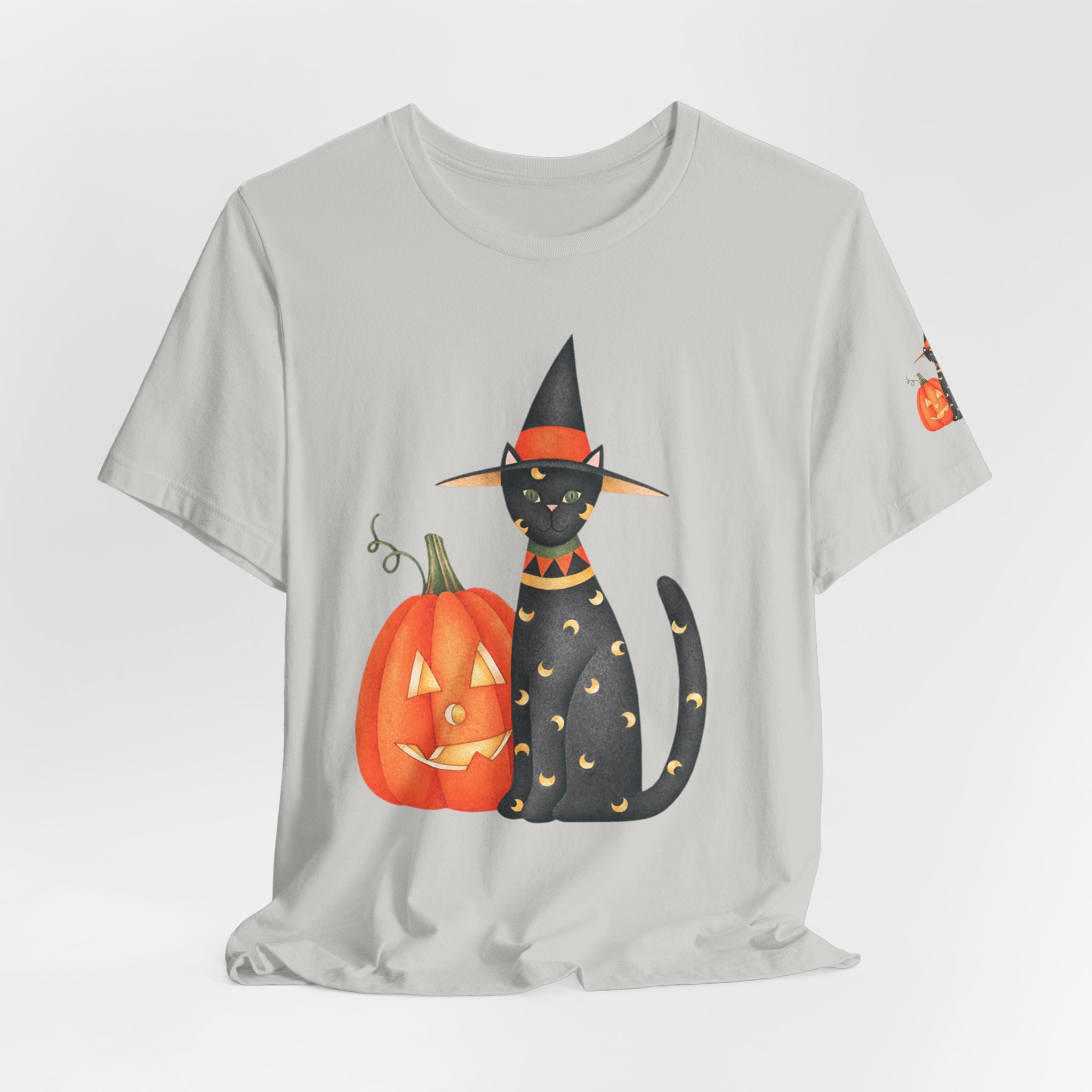Halloween Cat Tee, Spooky Cat Shirt, Unisex Halloween T-Shirt, Pumpkin Cat Apparel, Halloween Costume Tee